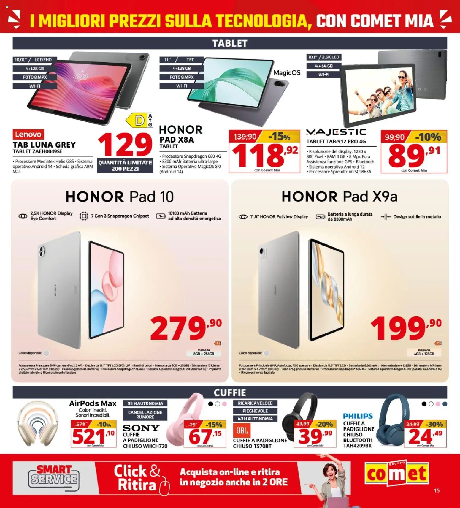 Volantino Comet volantino del 19.03.2026 | Pagina: 15 | Prodotti: Cuffie, Fotocamera, Airpods, Batteria