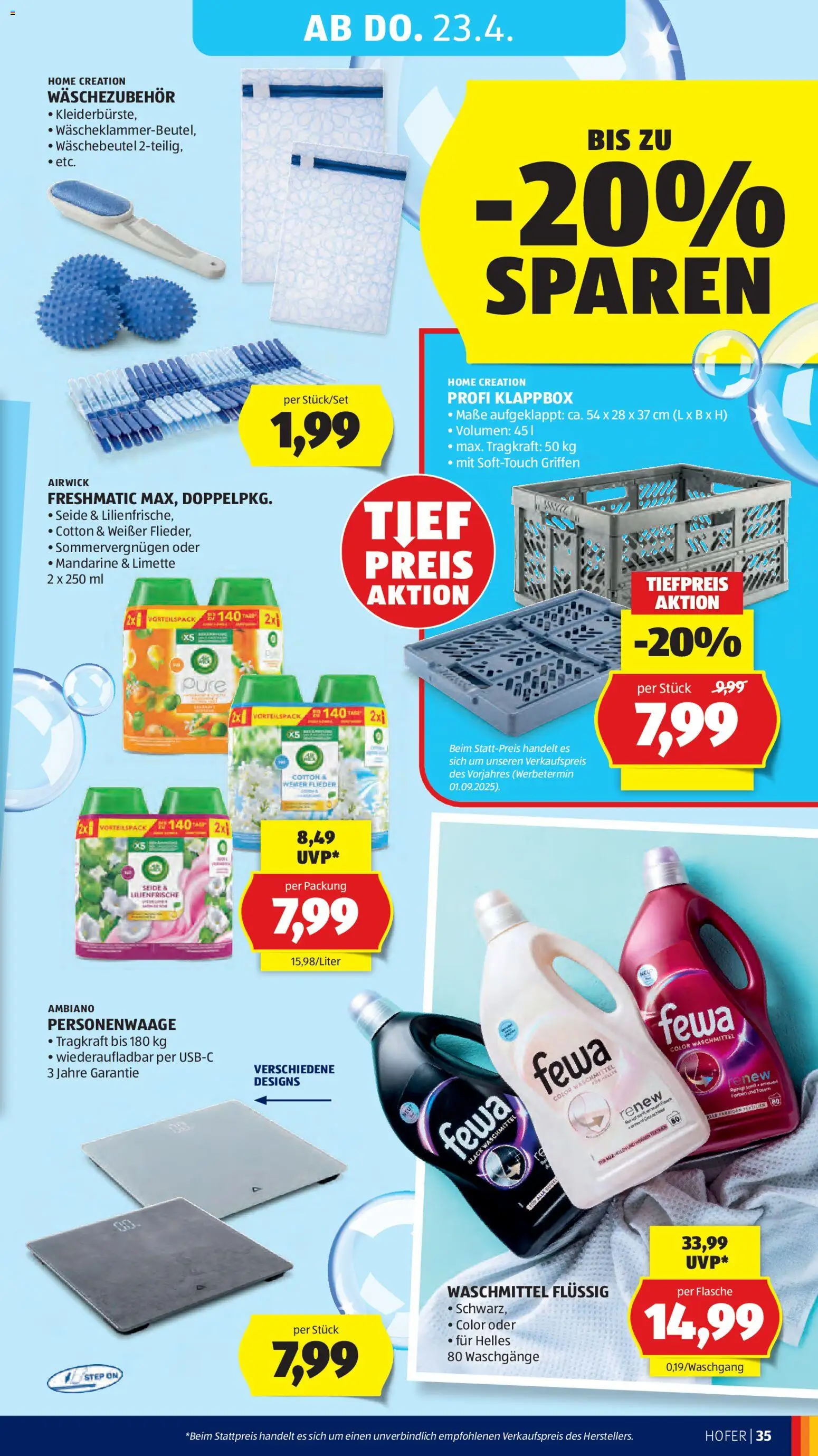 Hofer Flugblatt gültig ab 20.04.2026 | Seite: 39 | Produkte: Limette, Waschmittel