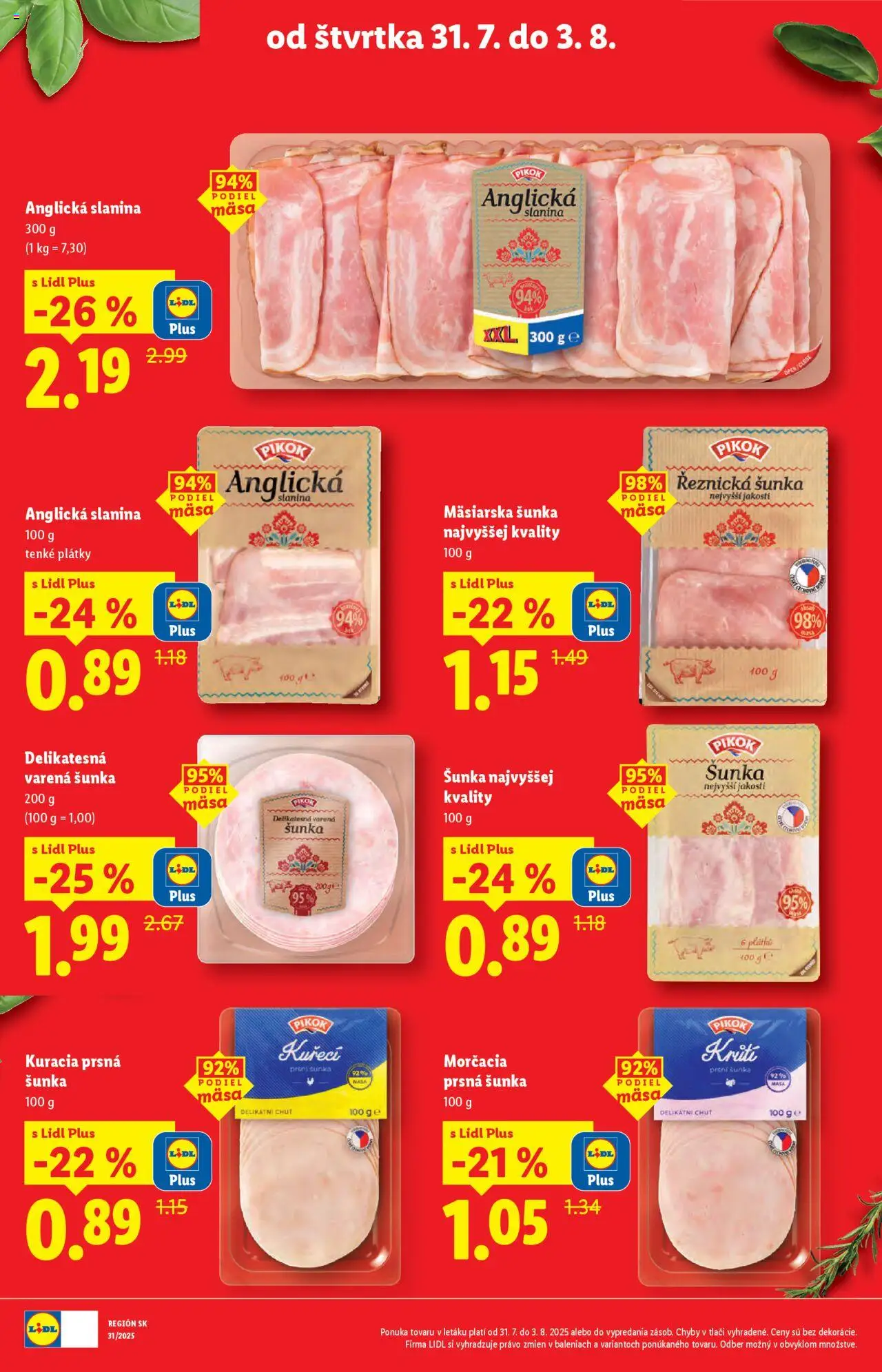 Lidl leták │ platný od 28.07.2025 | Strana: 66 | Produkty: Šunka, Slanina