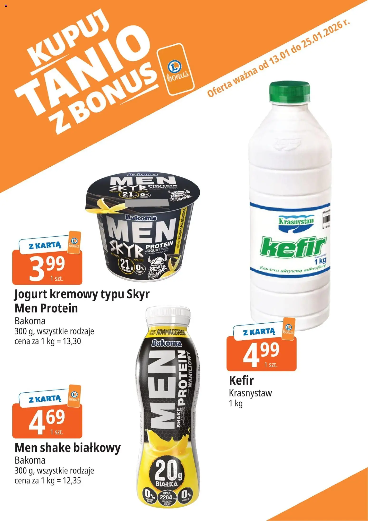 E.Leclerc Gazetka - Kupony dodatkowe od 13.01.2026 | Strona: 3 | Produkty: Karta, Kefir, Jogurt kremowy, Skyr