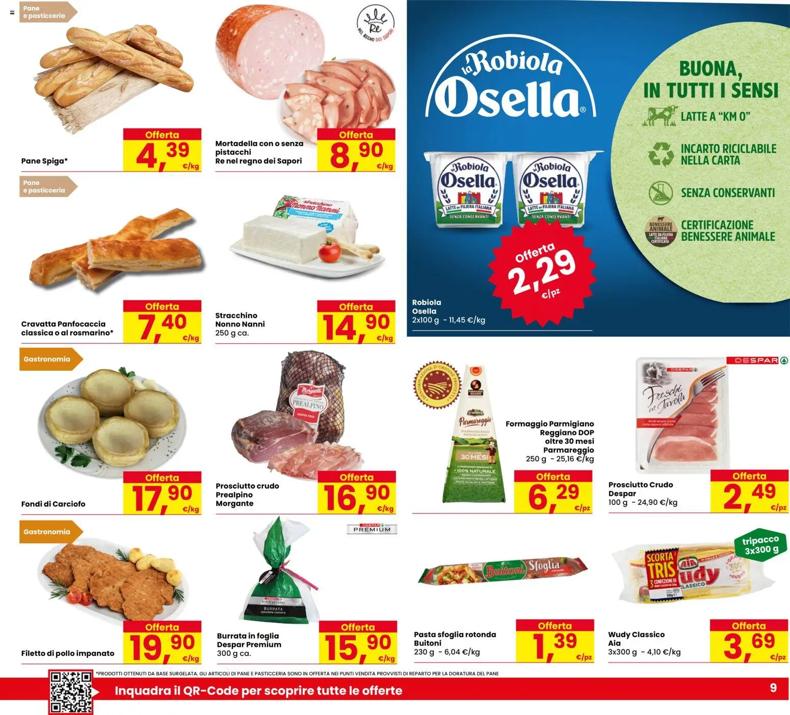 Volantino Eurospar del 05.03.2026 | Pagina: 9 | Prodotti: Pane, Latte, Parmigiano, Burrata