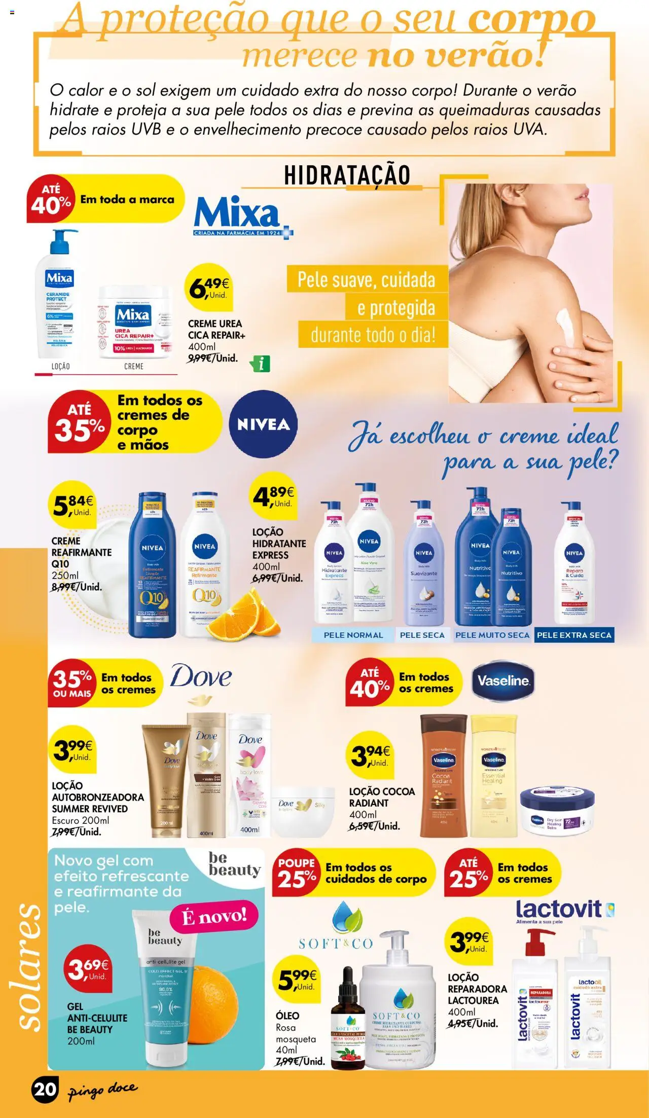 Pingo Doce - Folheto Especial Beleza │ válido de 22.07.2025 | Página: 20 | Produtos: Loção autobronzeadora, Hidratante corporal, Óleo, Creme
