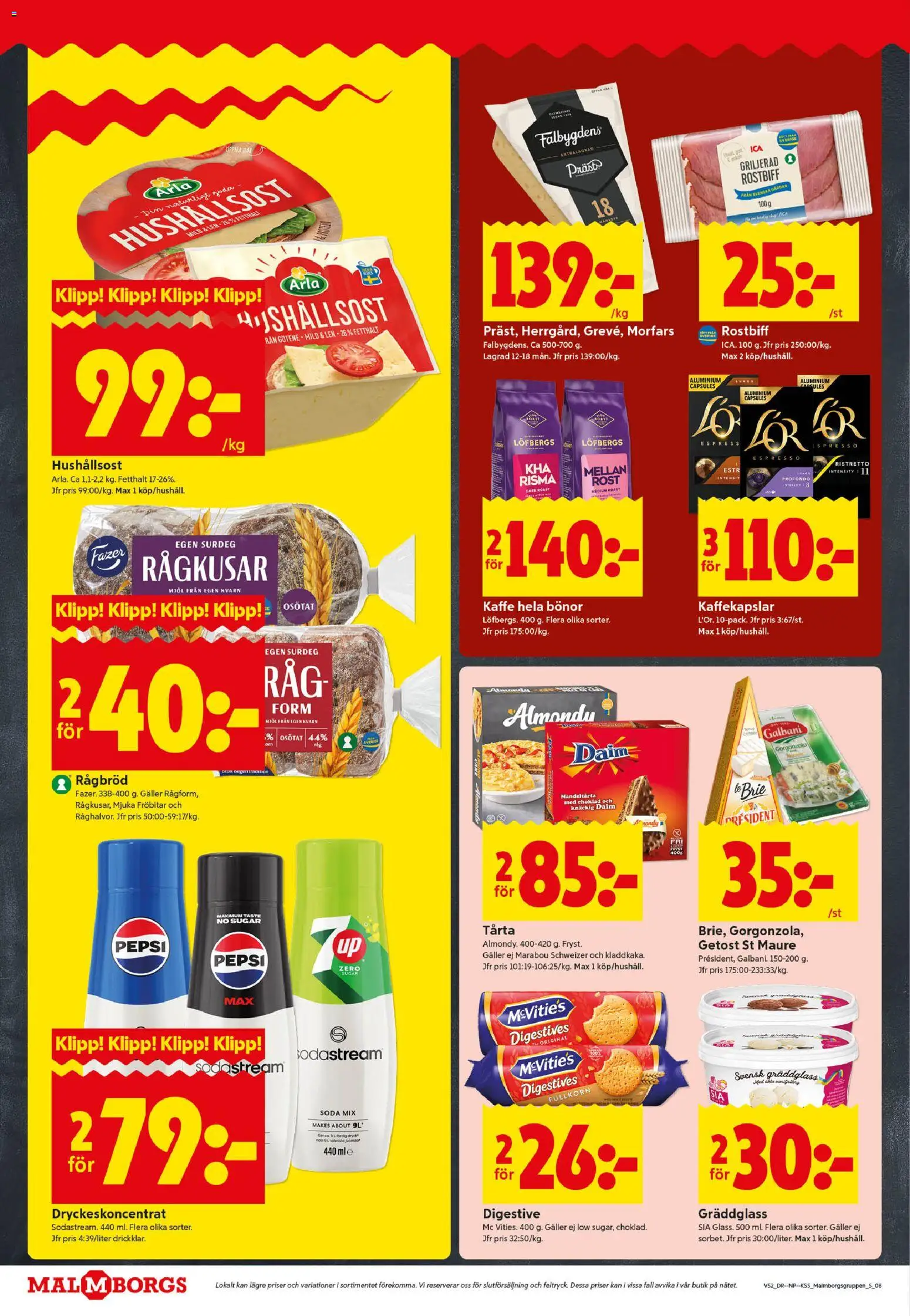 ICA Kvantum reklamblad aktuell från 22.12.2025 | Sida: 8 | Produkter: Digestive, Pepsi, Hushållsost, Choklad