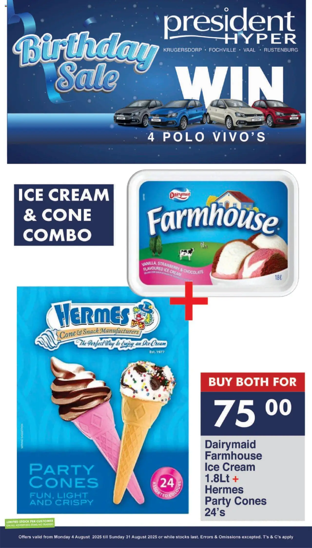 President Hyper - Birthday Sale │ valid from 04.08.2025 | Page: 4 | Products: Light, Cream, Ice cream, Stock