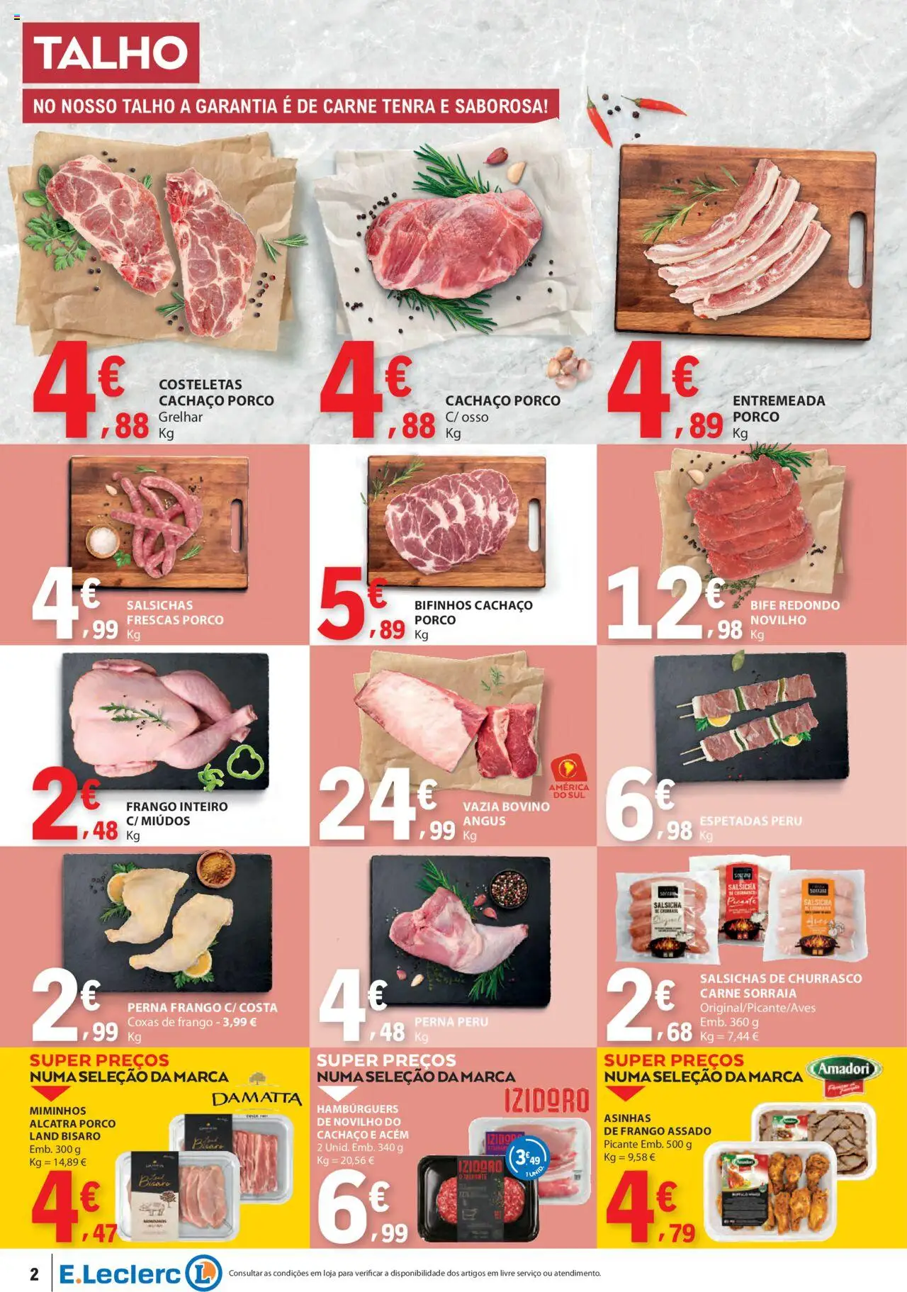 E.Leclerc folheto │ válido de 31.07.2025 | Página: 2 | Produtos: Frango, Peru, Salsicha, Carne