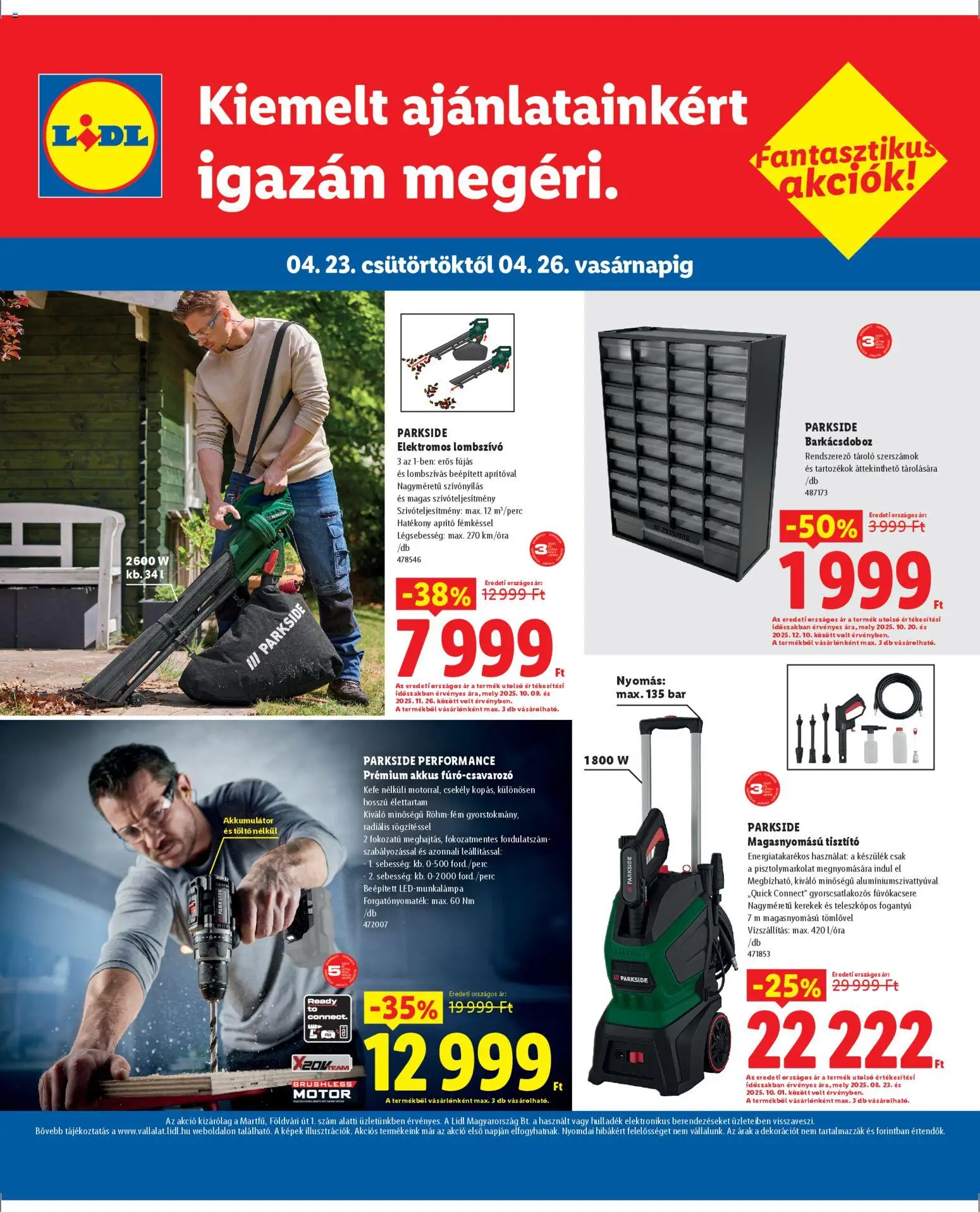 Lidl akciós ujság - amely érvényes a következő dátumtól: 23.04.2026 | Oldal: 4 | Termékek: Parkside, Aprító, Akkumulátor, Töltő
