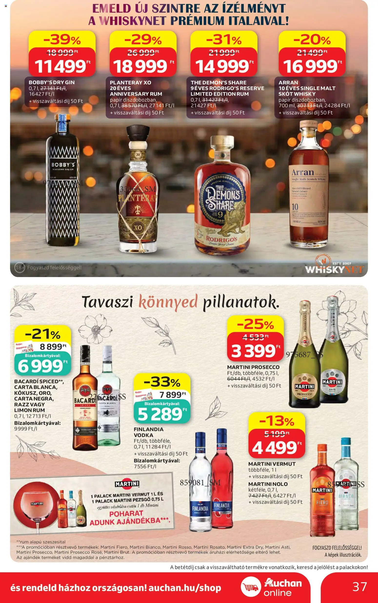 Auchan akciós ujság - amely érvényes a következő dátumtól: 30.04.2026 | Oldal: 37 | Termékek: Pezsgő, Rum, Gin, Vodka