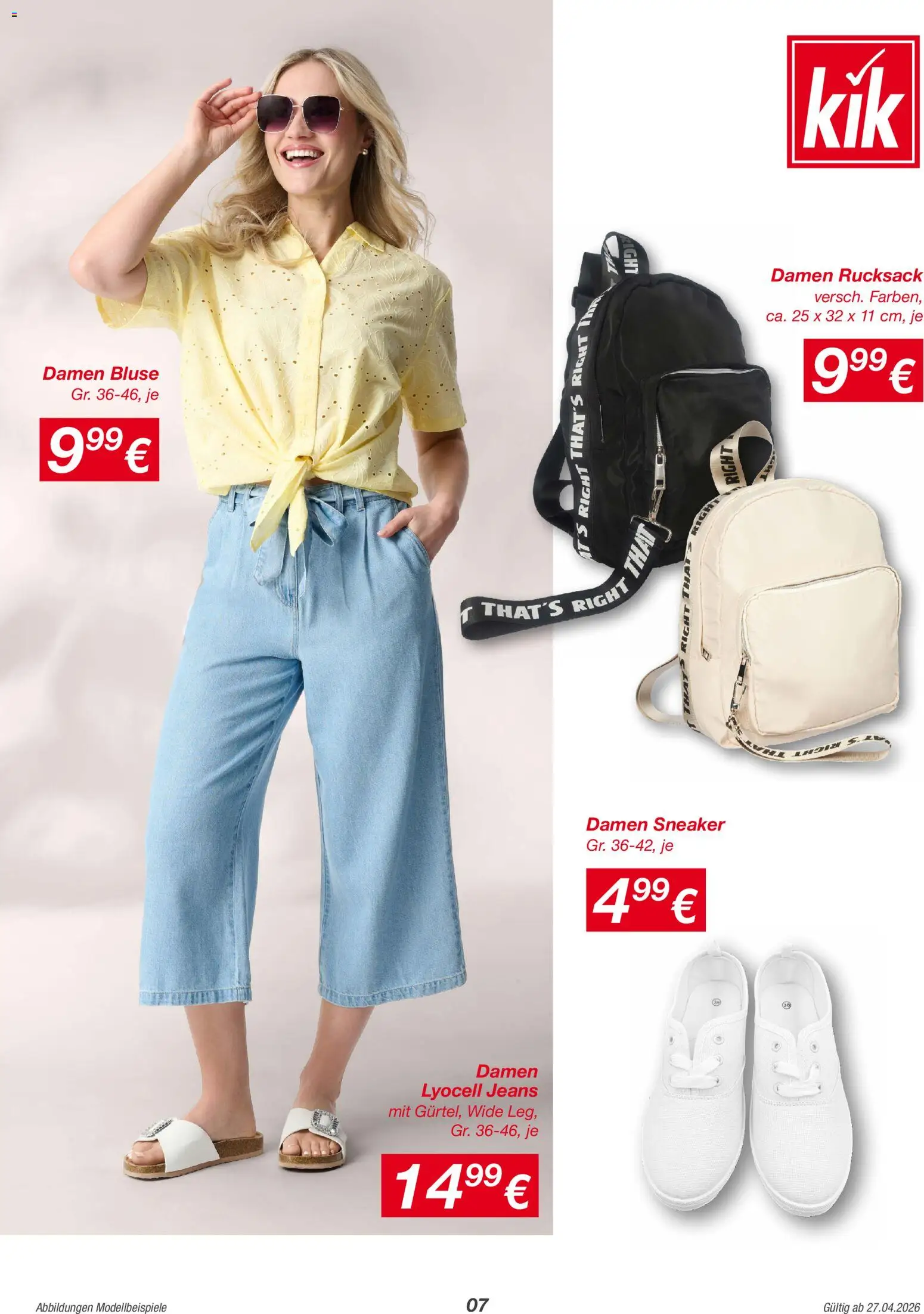 Kik Prospekt 	 – gültig ab 27.04.2026 | Seite: 7 | Produkte: Bluse, Rucksack, Jeans