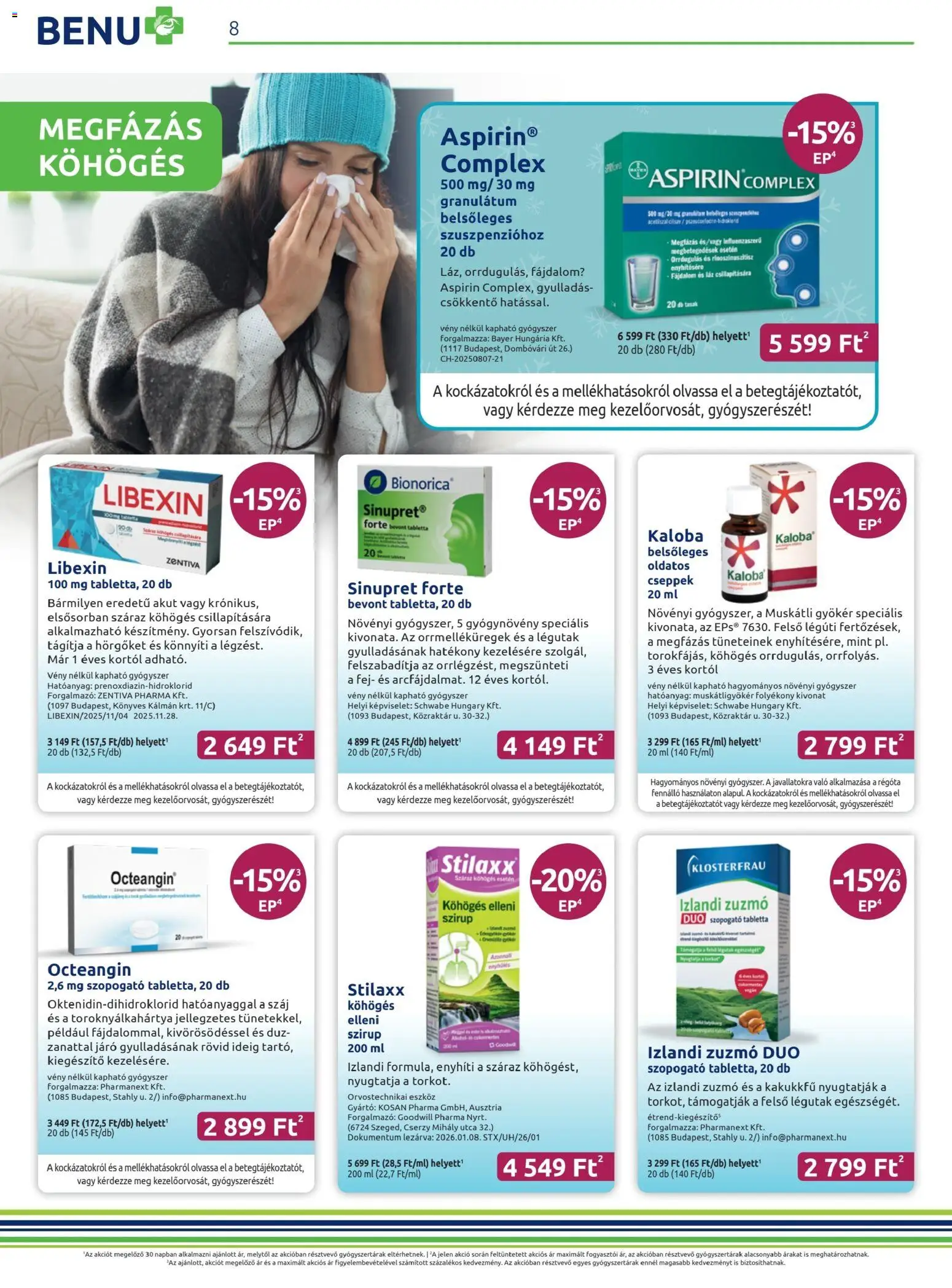 BENU Gyógyszertárak akciós ujság - amely érvényes a következő dátumtól: 01.02.2026 | Oldal: 8 | Termékek: Kakukkfű
