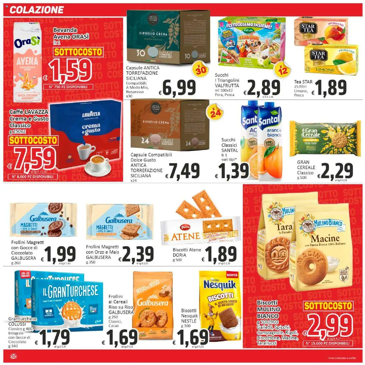 Volantino Paghi Poco del 09.09.2025 | Pagina: 12 | Prodotti: Pesca, Cacao, Lavazza, Frollini