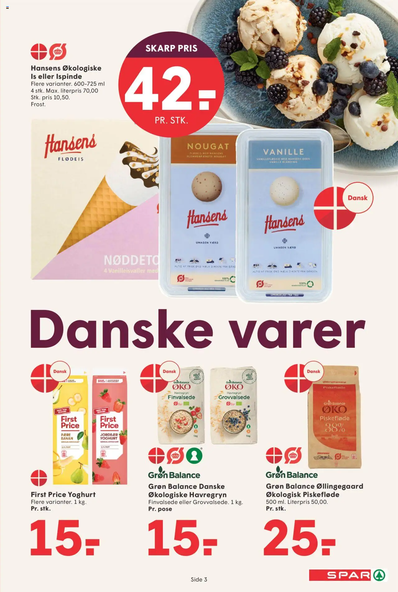 Spar tilbudsavis – gyldig fra 03.10.2025 | Side: 3 | Produkter: Yoghurt, Flødeis, Havregryn, Nougat