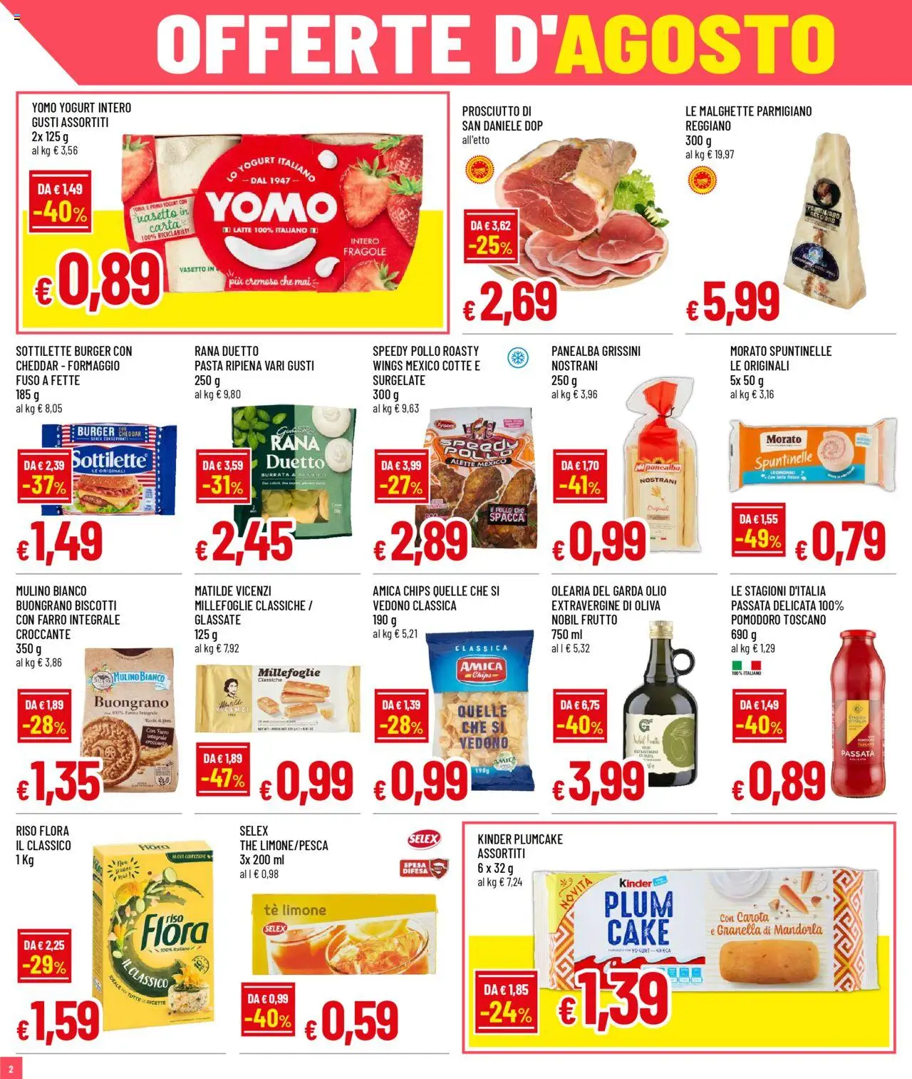 Volantino Galassia del 11.08.2025 | Pagina: 2 | Prodotti: Yogurt, Pomodoro, Prosciutto, Pasta