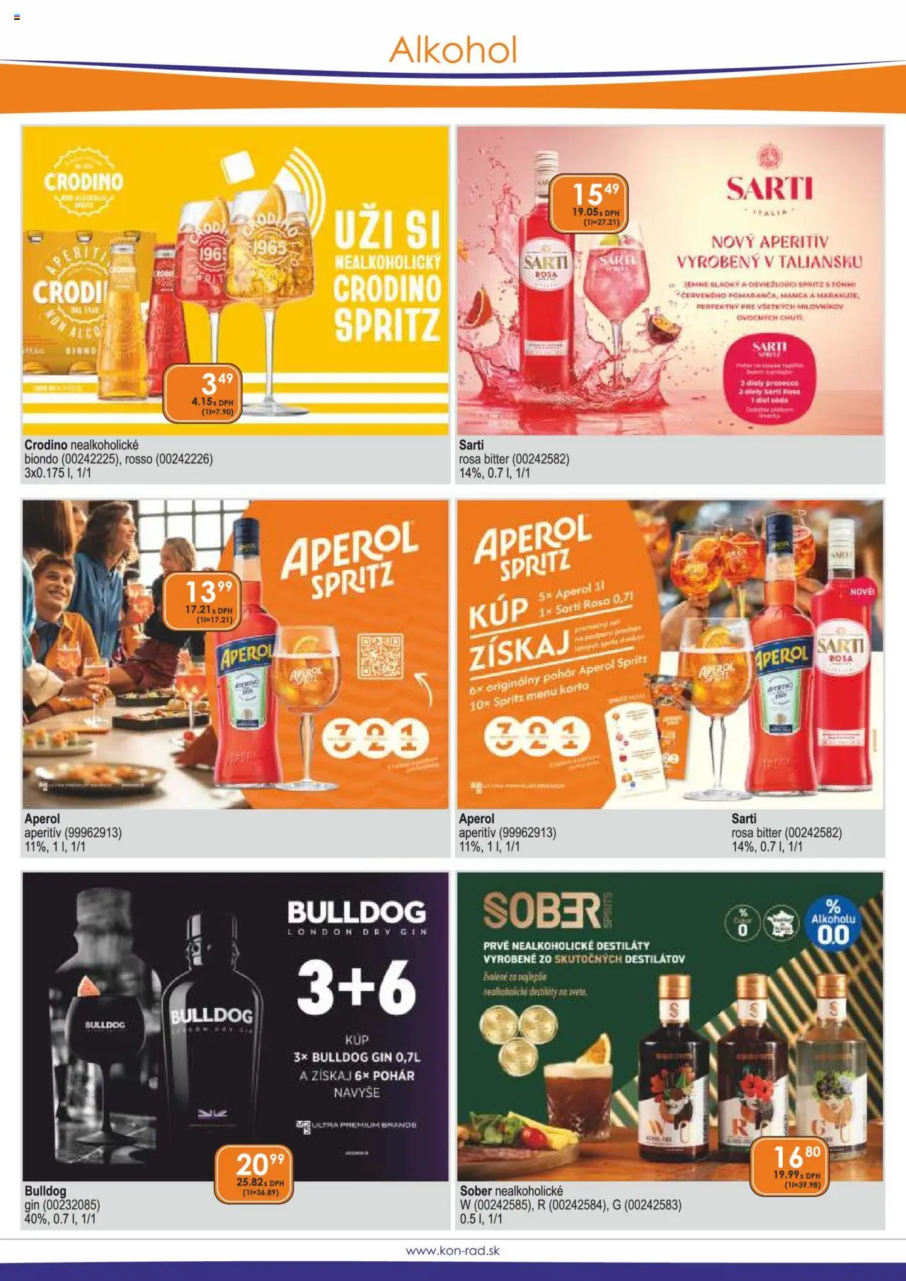 KON - RAD leták │ platný od 01.08.2025 | Strana: 6 | Produkty: Prosecco, Sprite, Gin, Aperol