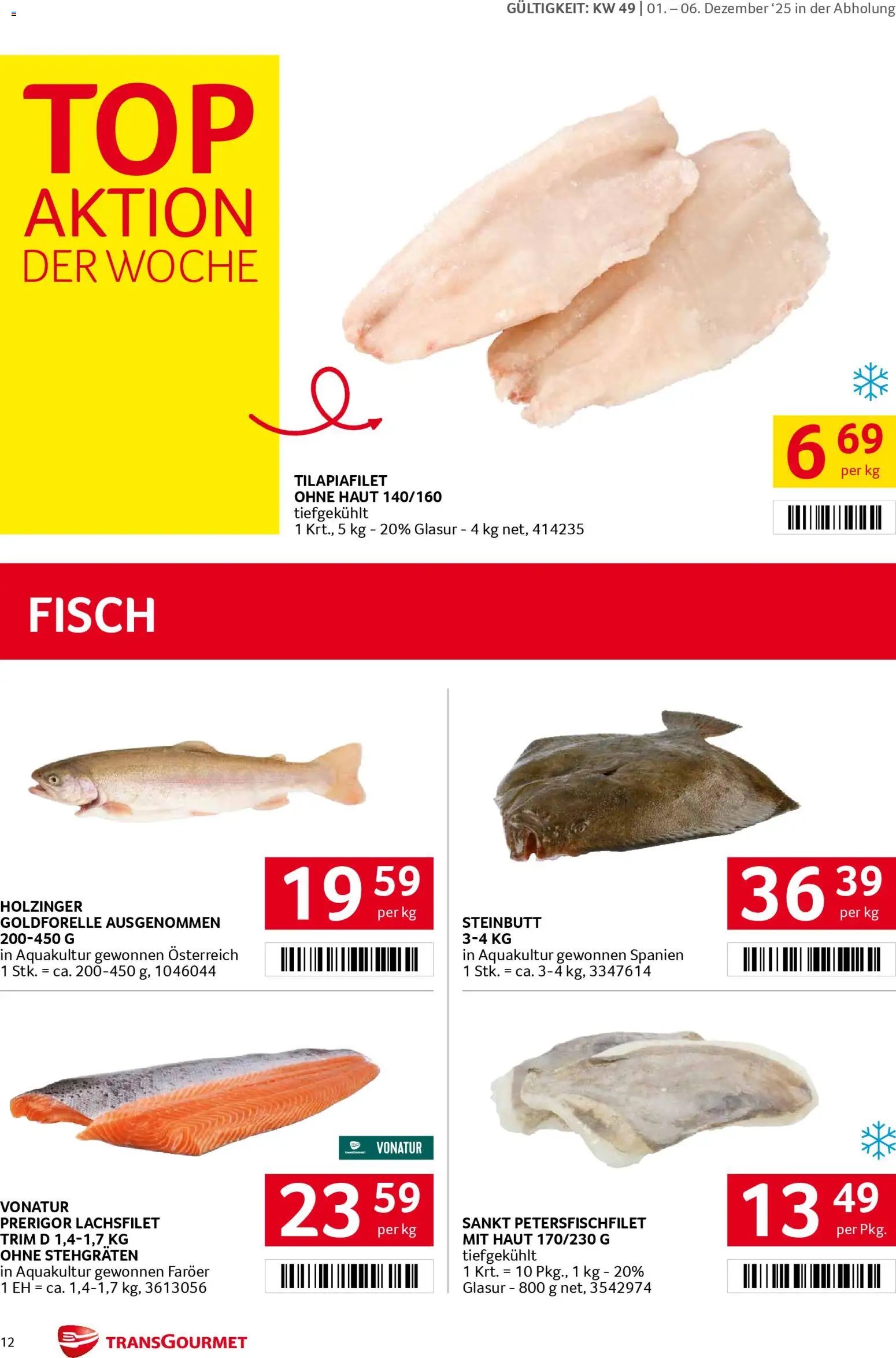Transgourmet Flugblatt gültig ab 01.12.2025 | Seite: 12 | Produkte: Fisch