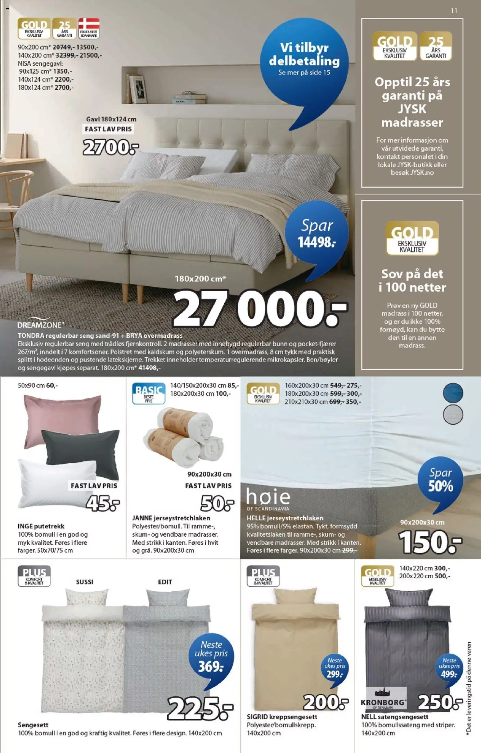 {H1} | Side: 11 | Produkter: Nuisette, Kontakt, Overmadrass, Seng