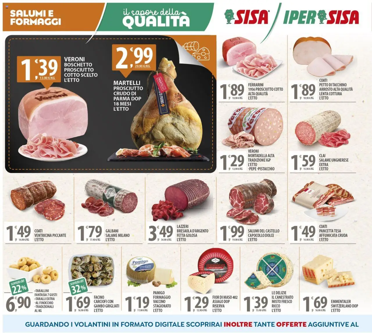 Volantino SISA del 03.10.2025 | Pagina: 2 | Prodotti: Salame, Bresaola, Tacchino, Carciofi