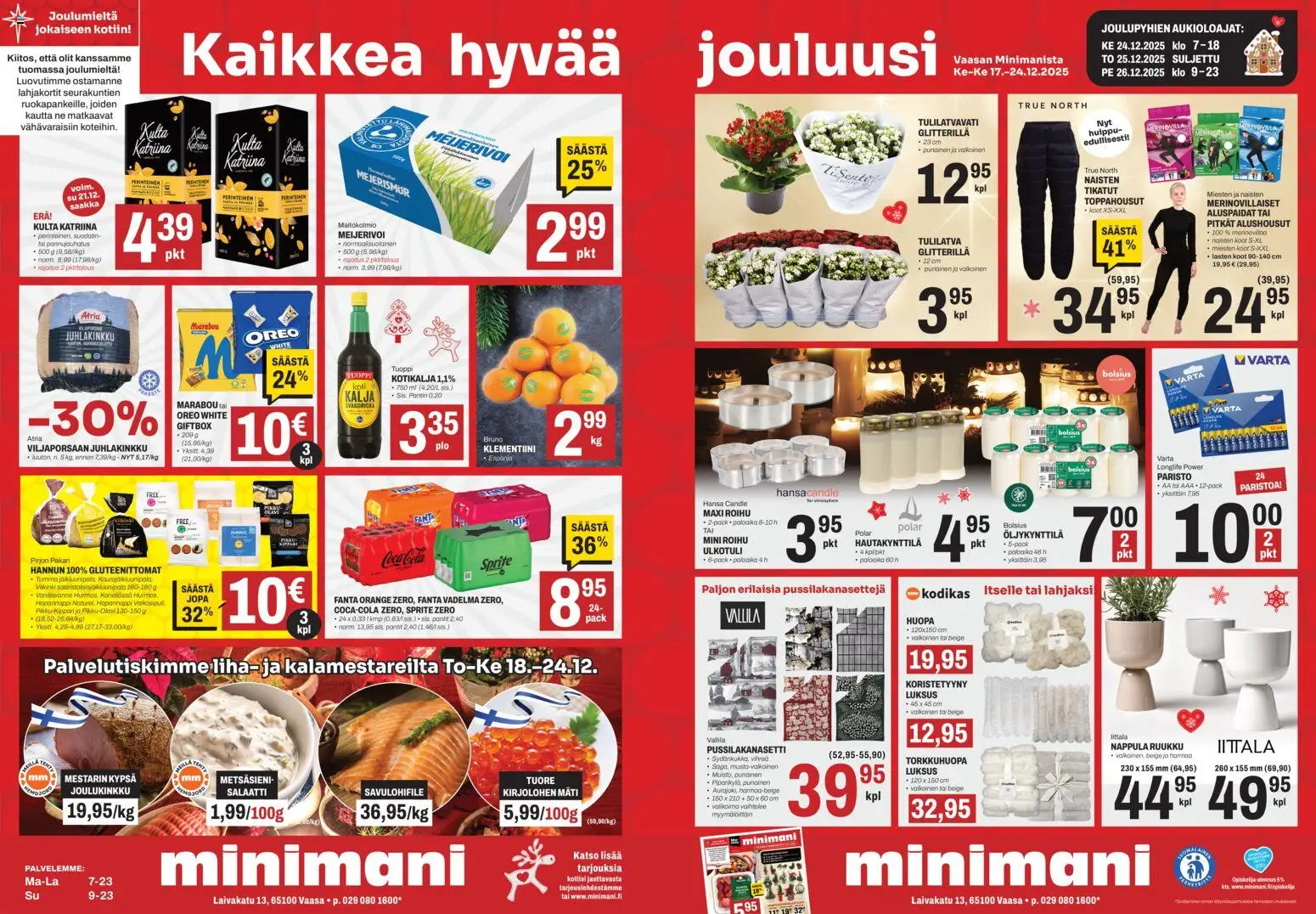Minimani Tarjoukset - Vaasa – voimassa 17.12.2025 alkaen | Sivu: 1 | Tuotteet: Oreo, Sprite, Fanta, Salaatti