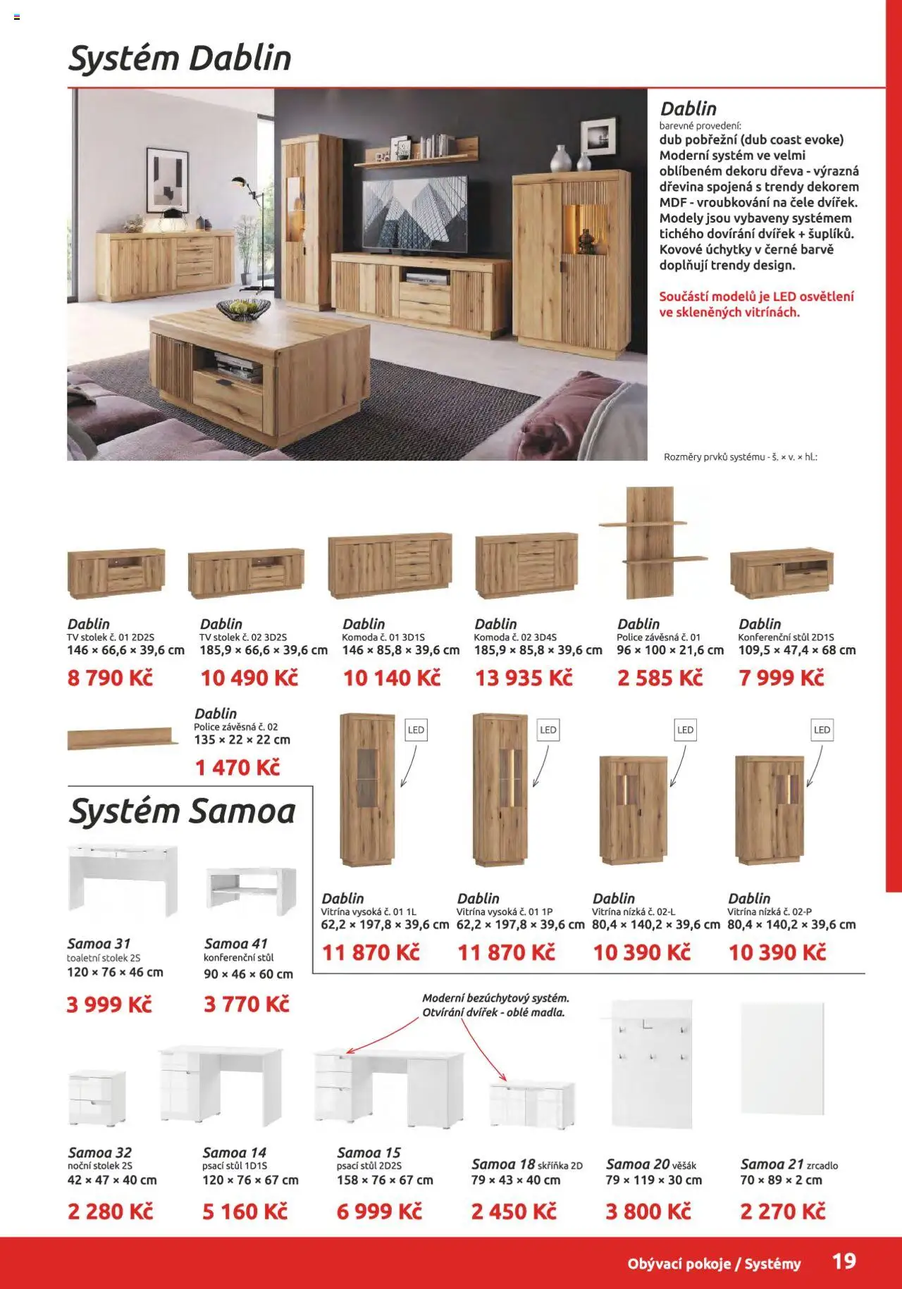 ORFA nábytek katalog 2024-2025 od 15.08.2024 | Strana: 19 | Produkty: Toaletní stolek, Vitrína, Modely, Stolek