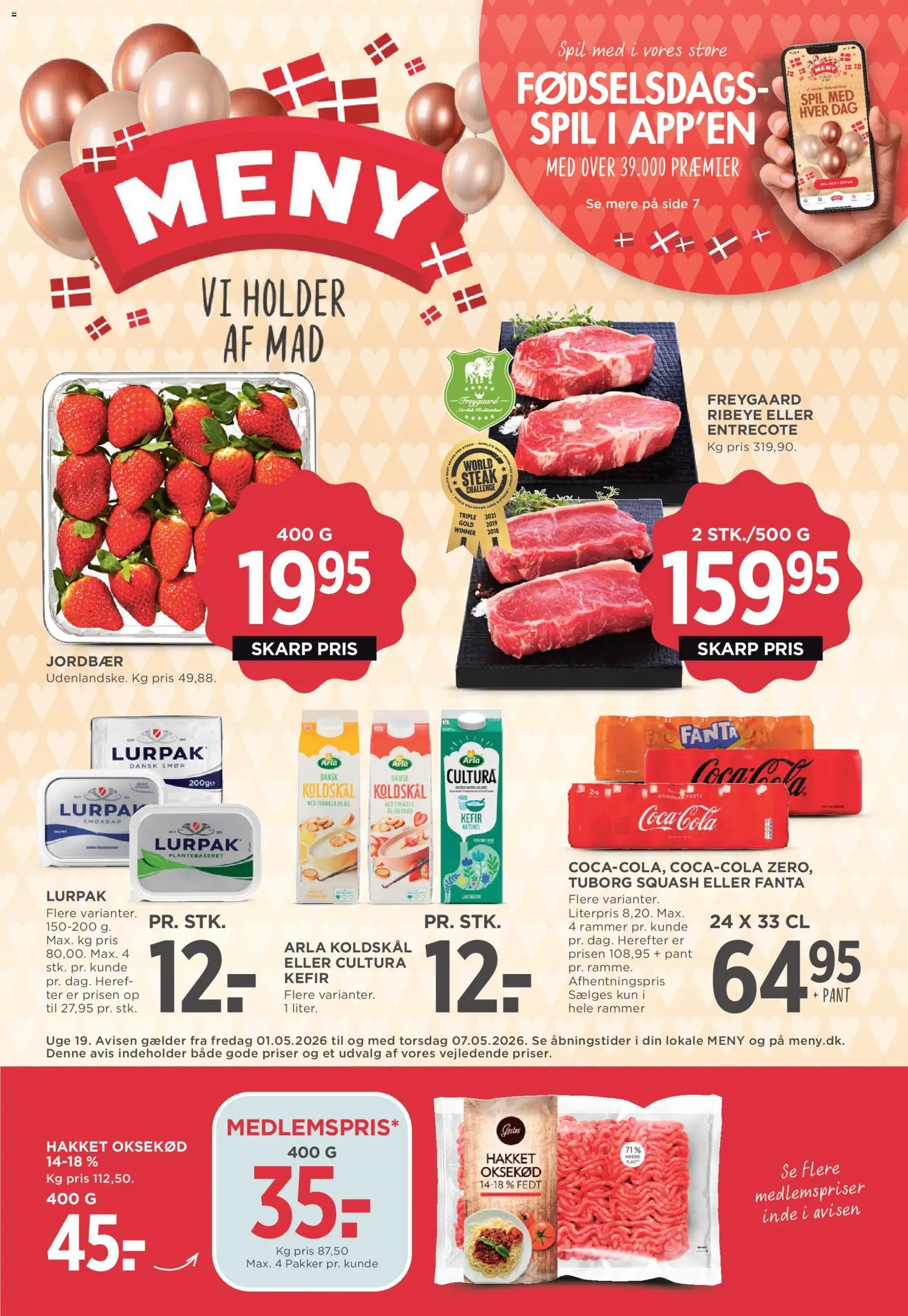 Meny tilbudsavis – gyldig fra 01.05.2026 | Side: 1 | Produkter: Rammer, Smør, Koldskål, Squash