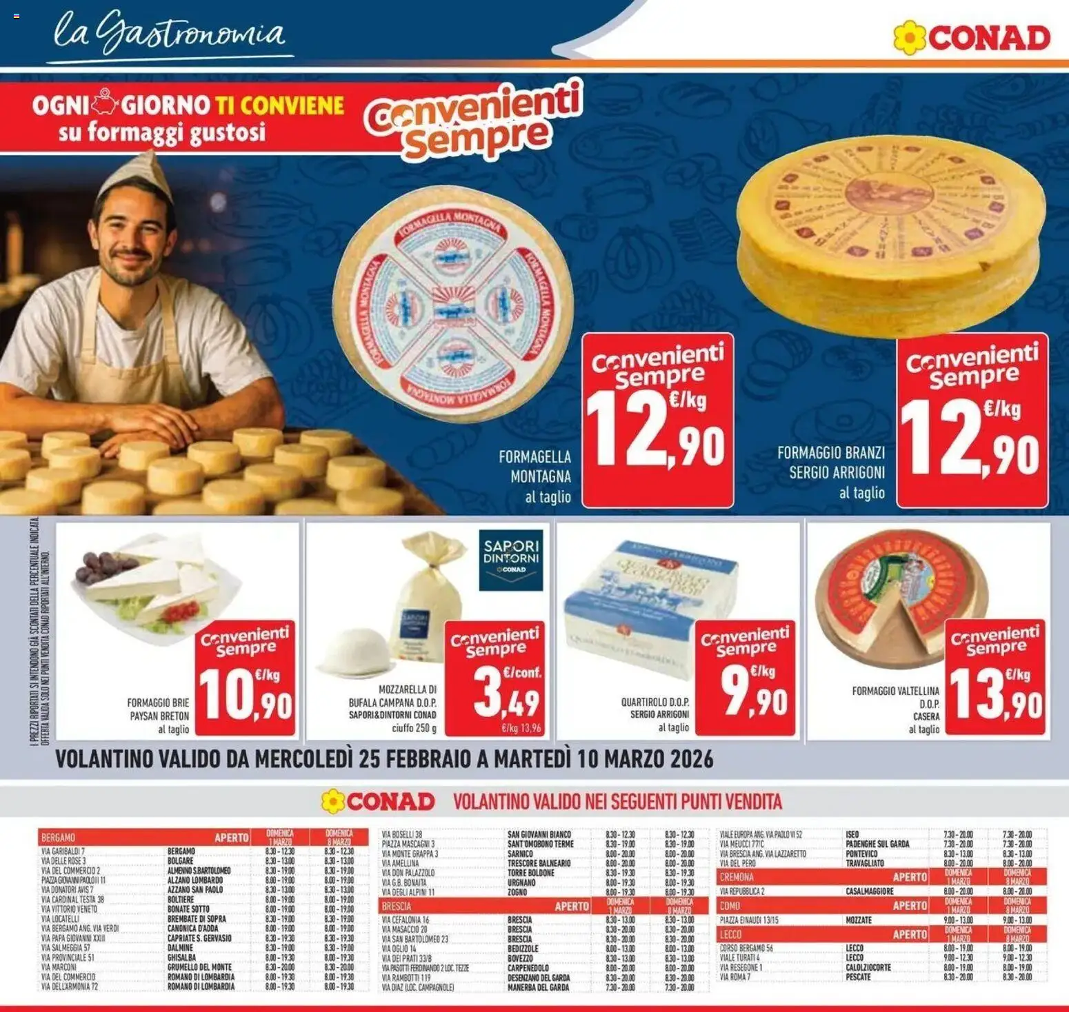 Volantino Conad del 25.02.2026 | Pagina: 12 | Prodotti: Mozzarella, Formaggio, Grappa