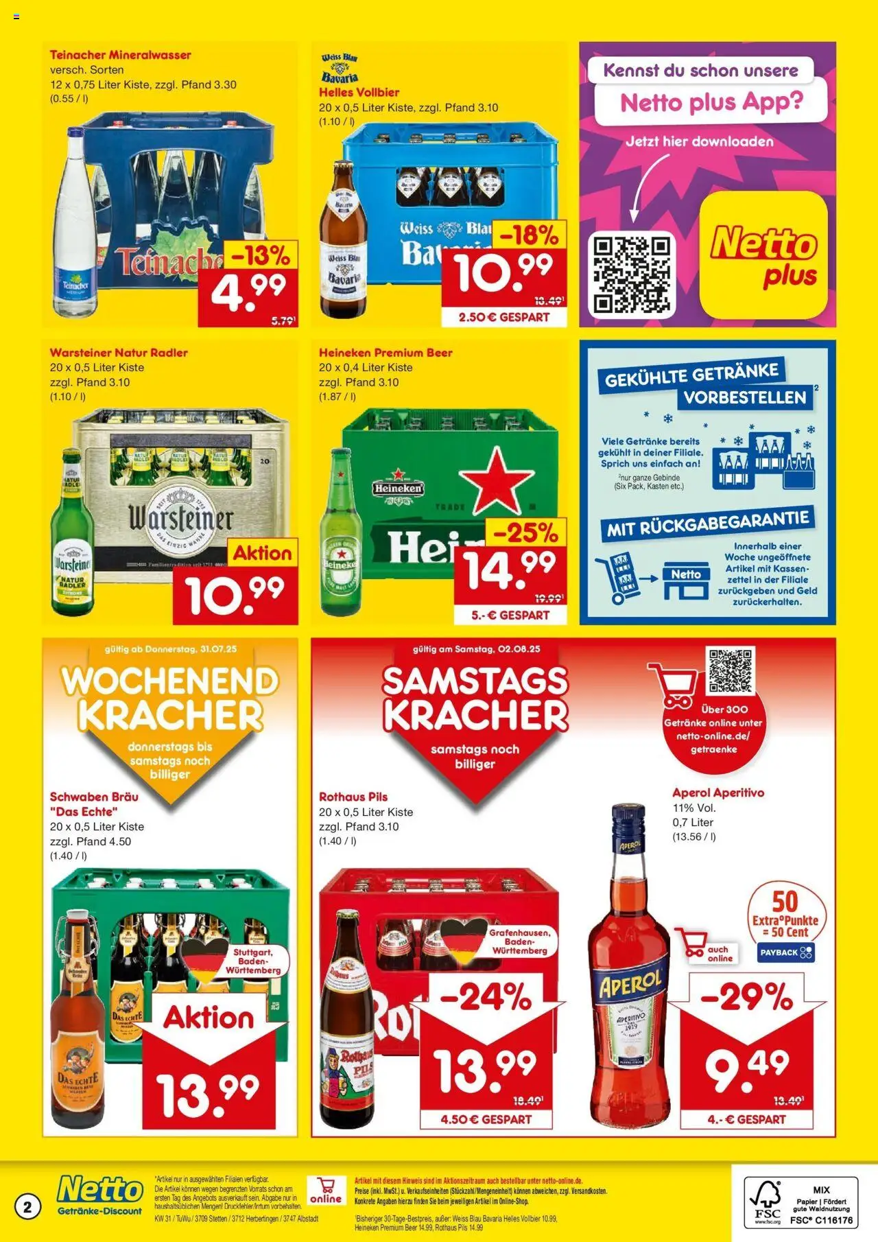Netto Marken-Discount prospekt Herbertingen	 - gültig ab dem 28.07.2025 | Seite: 2 | Produkte: Pils, Heineken, Radler, Warsteiner