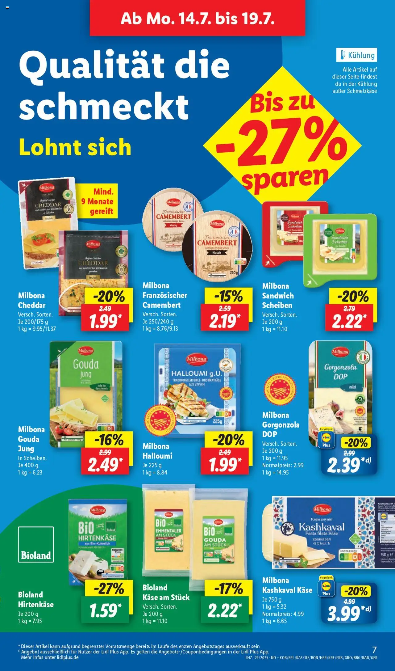 Lidl Prospekt Holzminden - gültig ab dem 14.07.2025 | Seite: 7 | Produkte: Grill, Käse, Gouda, Pasta