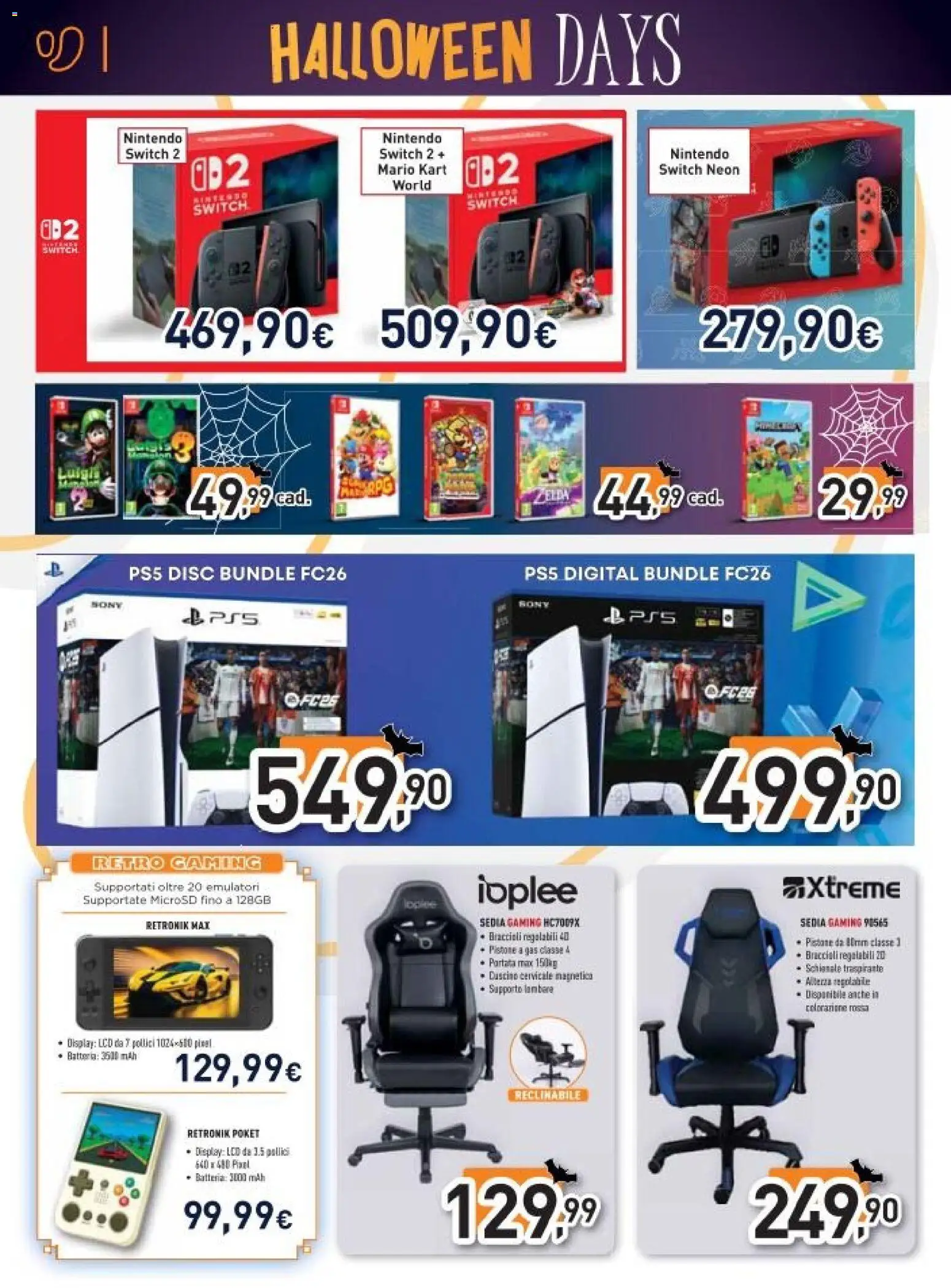 Volantino Unieuro del 27.10.2025 | Pagina: 22 | Prodotti: Braccioli, Cuscino, Sedia, Batteria