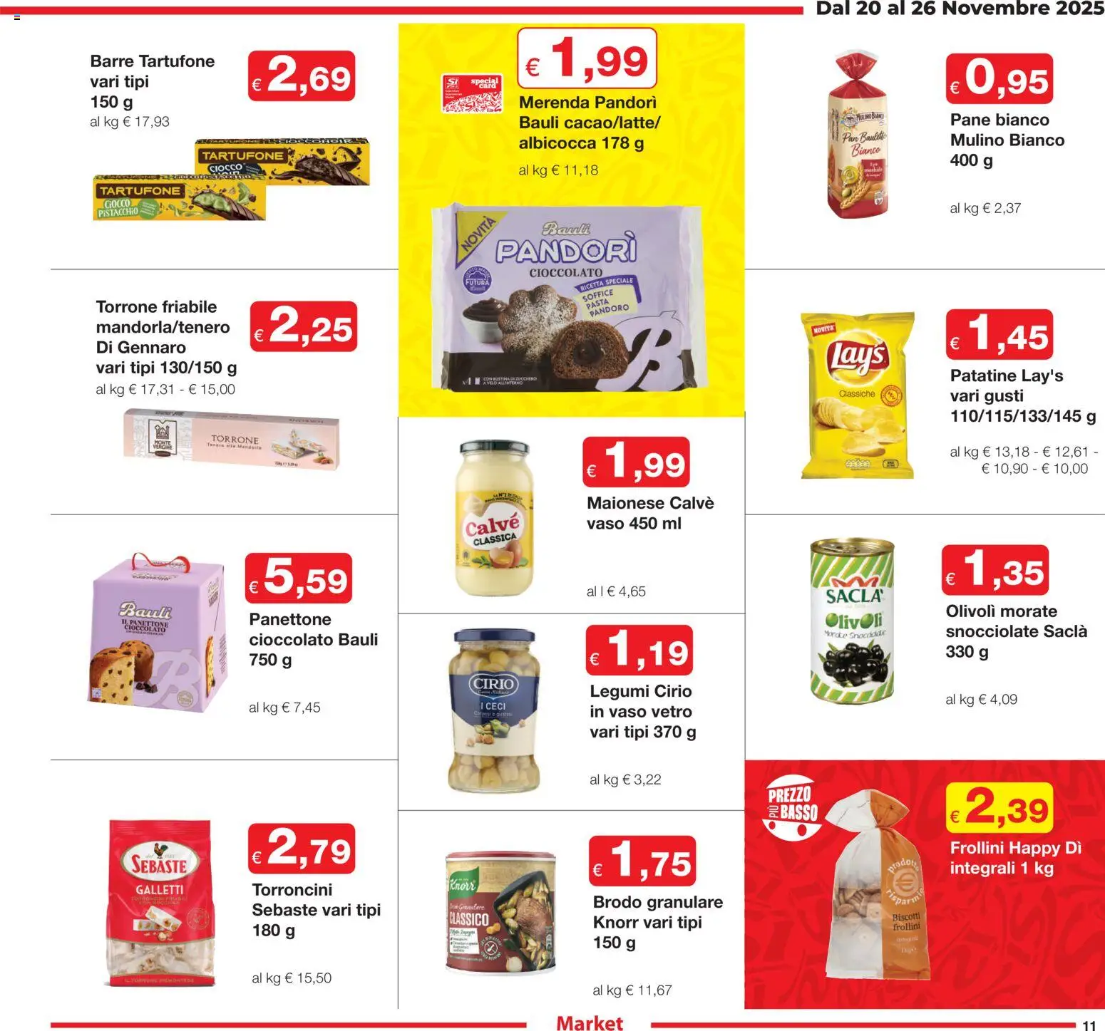 Volantino Sì con Te del 20.11.2025 | Pagina: 11 | Prodotti: Patatine, Ceci, Pasta, Panettone