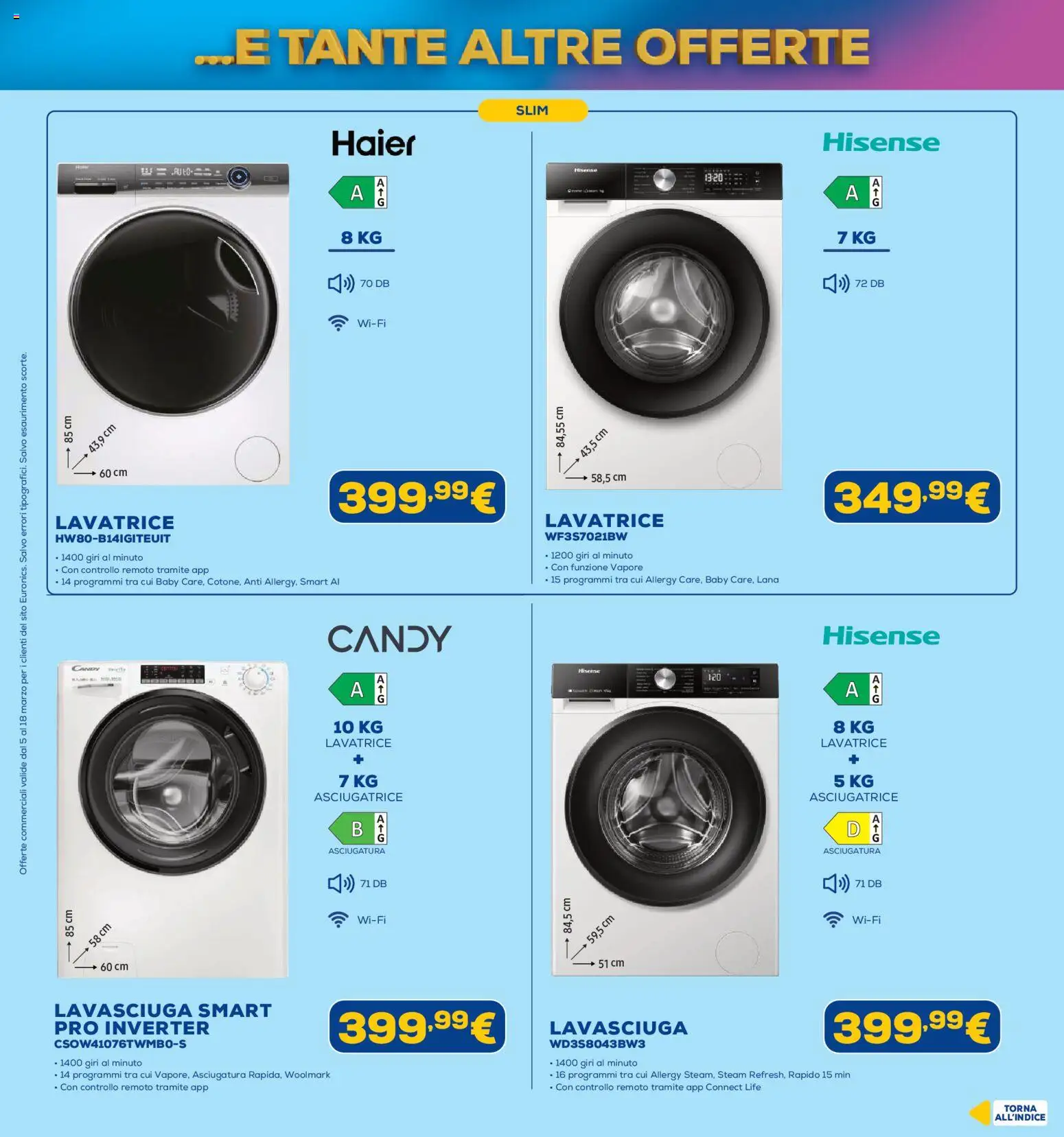 Volantino Euronics del 05.03.2026 | Pagina: 6 | Prodotti: Lavasciuga, Lavatrice, Asciugatrice