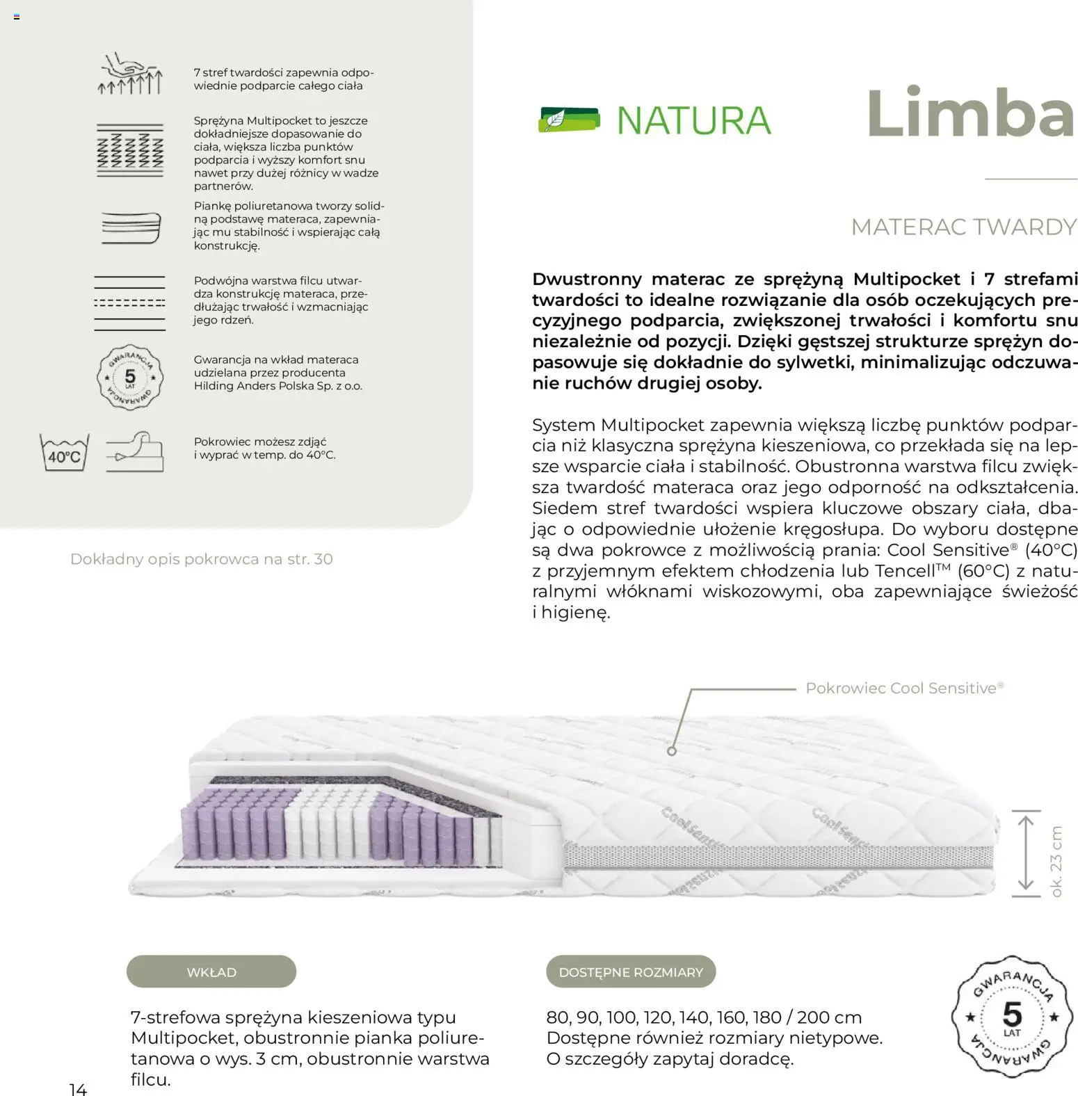 Salony Agata Gazetka - Natura od 27.01.2026 | Strona: 14 | Produkty: Materac