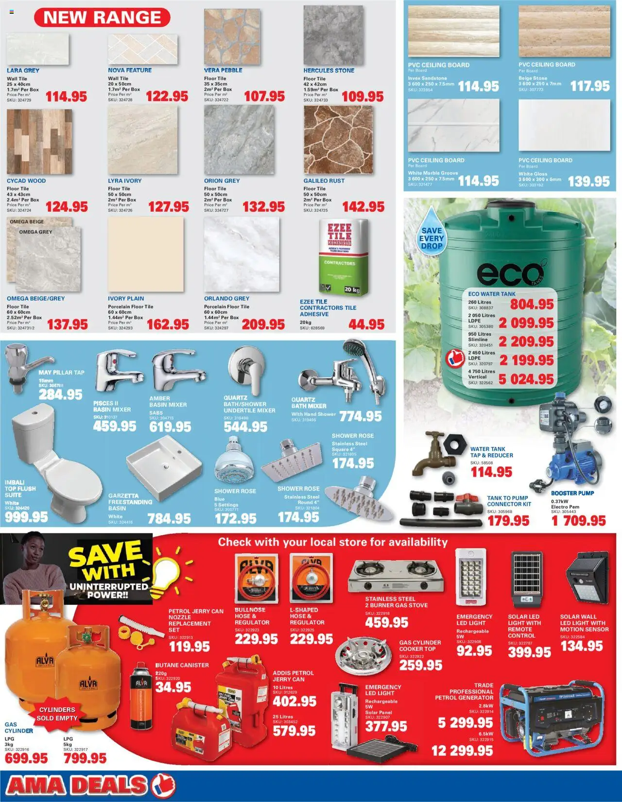New Cashbuild catalogue – valid from 20.10.2025 | Page: 2 | Products: Generator, Bath, Gas stove, Basin