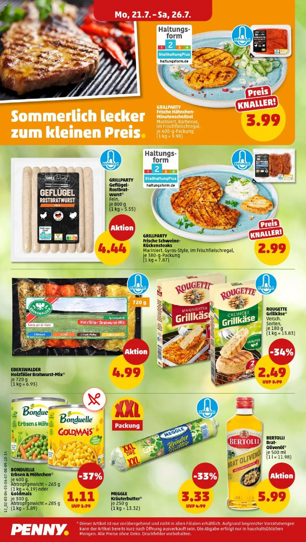 Penny - Bayern  - gültig ab dem 21.07.2025 | Seite: 12 | Produkte: Grill, Hahnchen, Olivenol, Erbsen