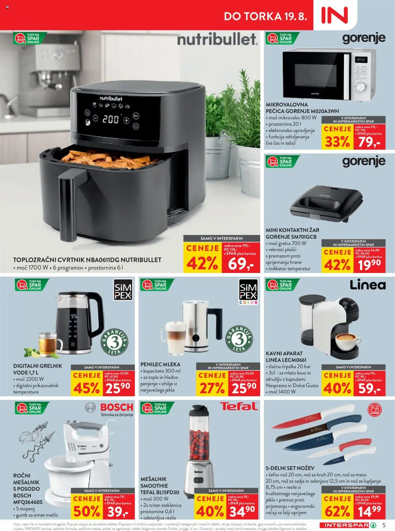Spar katalog interspar 10/25 │ velja od 06.08.2025 | Stran: 5 | Izdelki: Mesalnik, Mikrovalovna pecica, Nož, Kruh