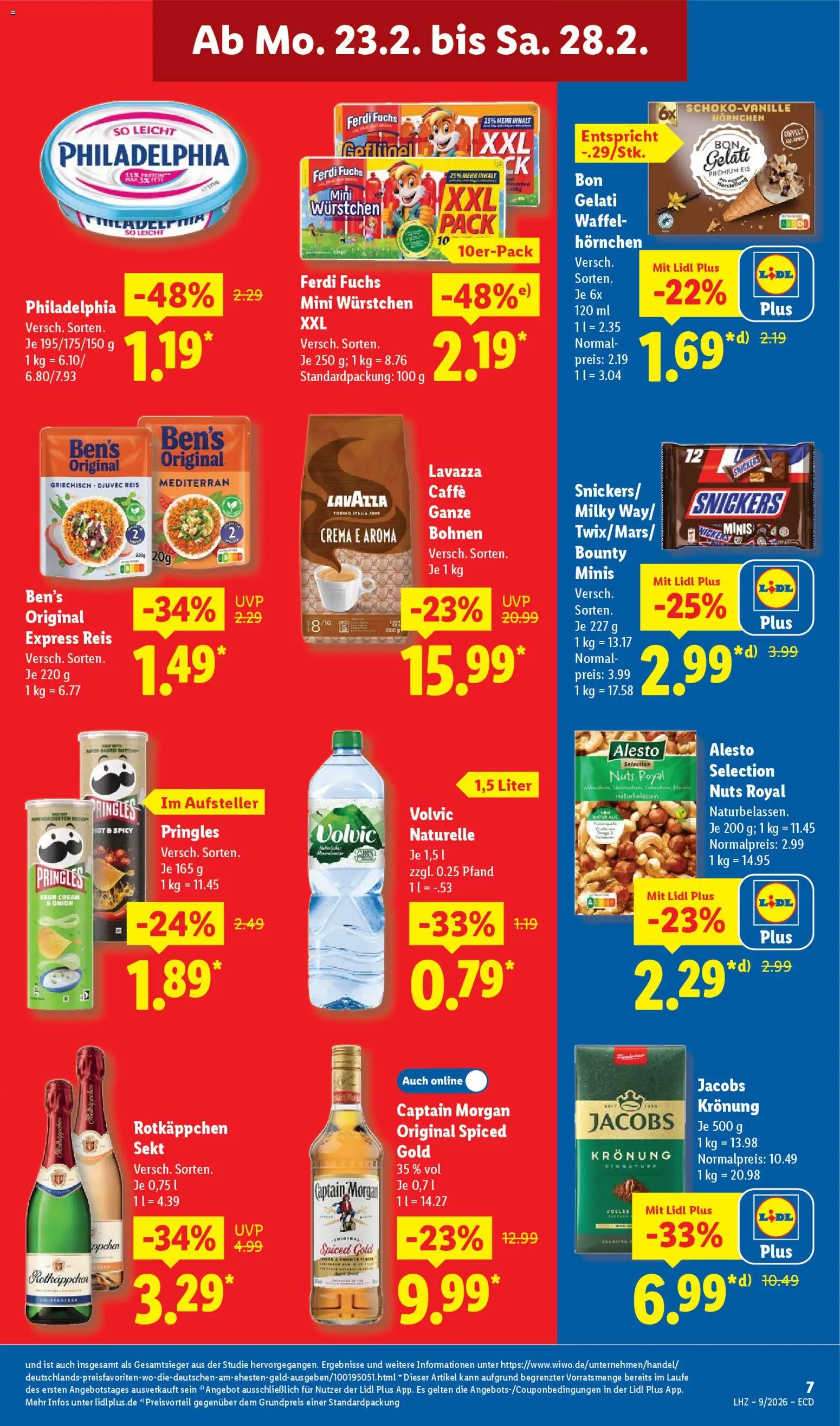 Lidl - Prospekt – gültig ab 23.02.2026 | Seite: 13 | Produkte: Captain morgan, Pringles, Volvic, Eis
