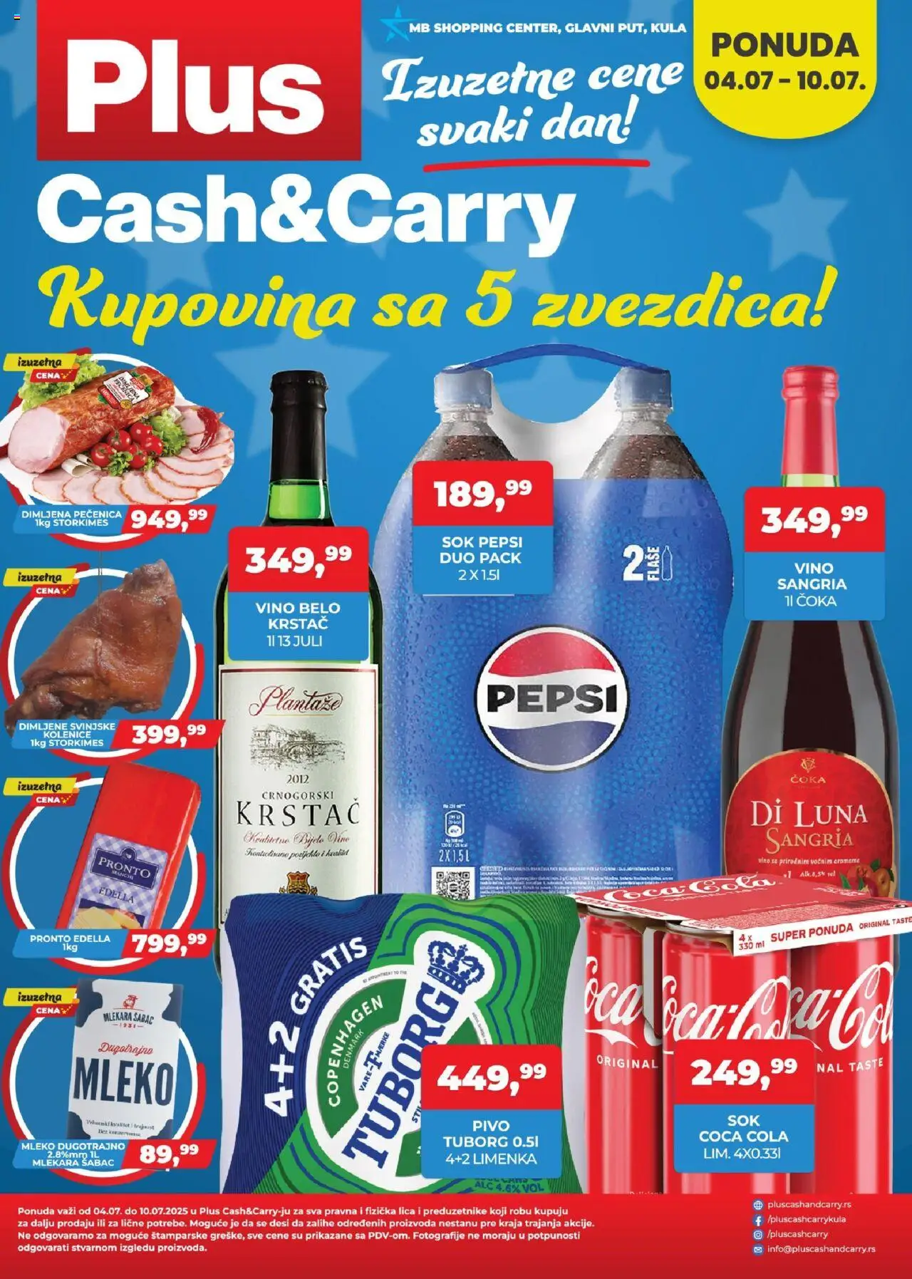 Plus Cash & Carry katalog - važi od 04.07.2025 | Strana: 1 | Proizvode: Mleko, Pivo, Pečenica, Pepsi