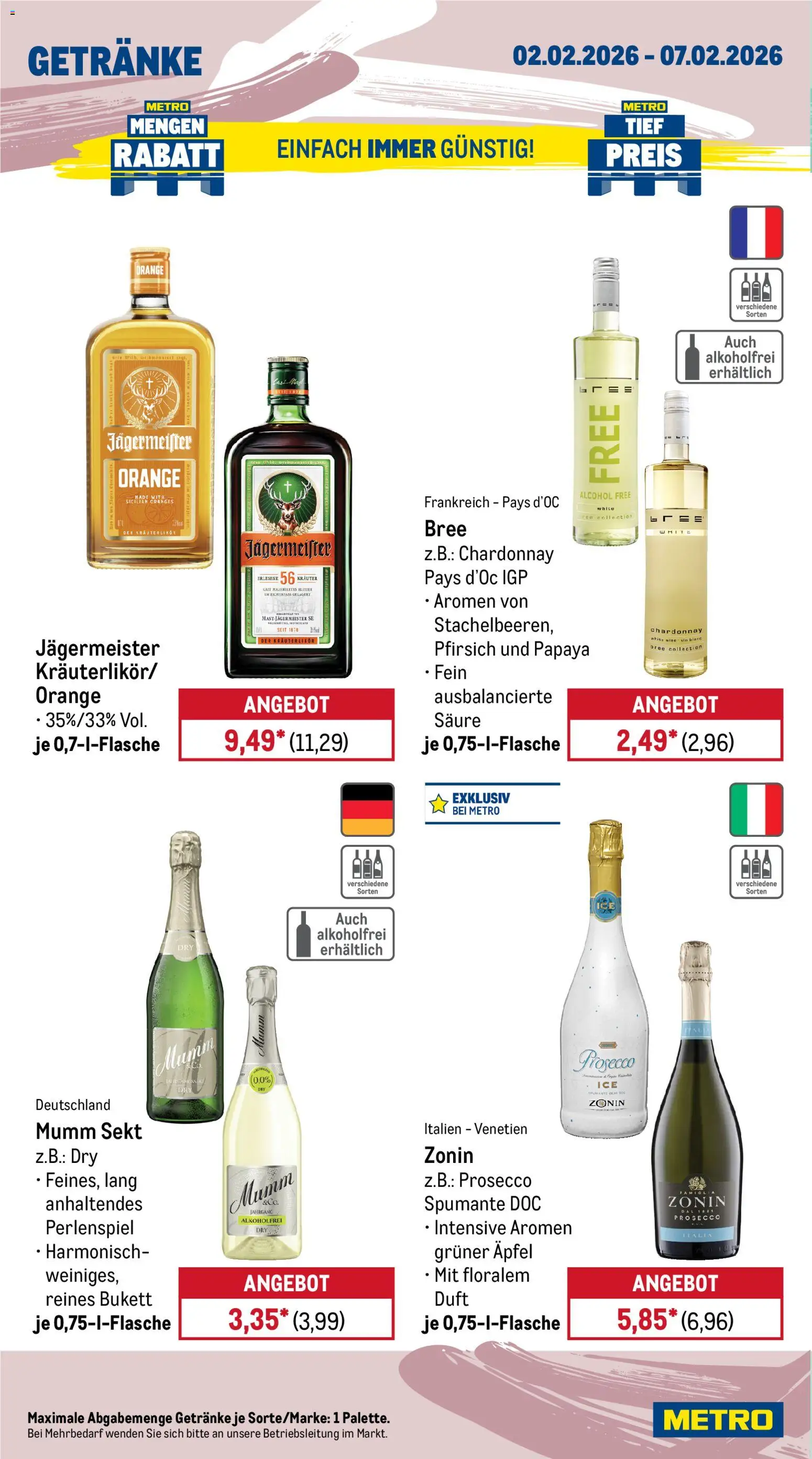 Metro Prospekt 	 – gültig ab 02.02.2026 | Seite: 16 | Produkte: Mumm sekt, Bree, Prosecco, Pfirsich