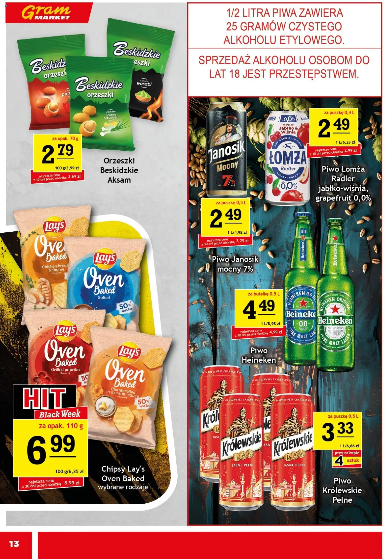 Gram Market Black Friday od 19.11.2025 | Strona: 13 | Produkty: Chipsy, Piwo, Heineken