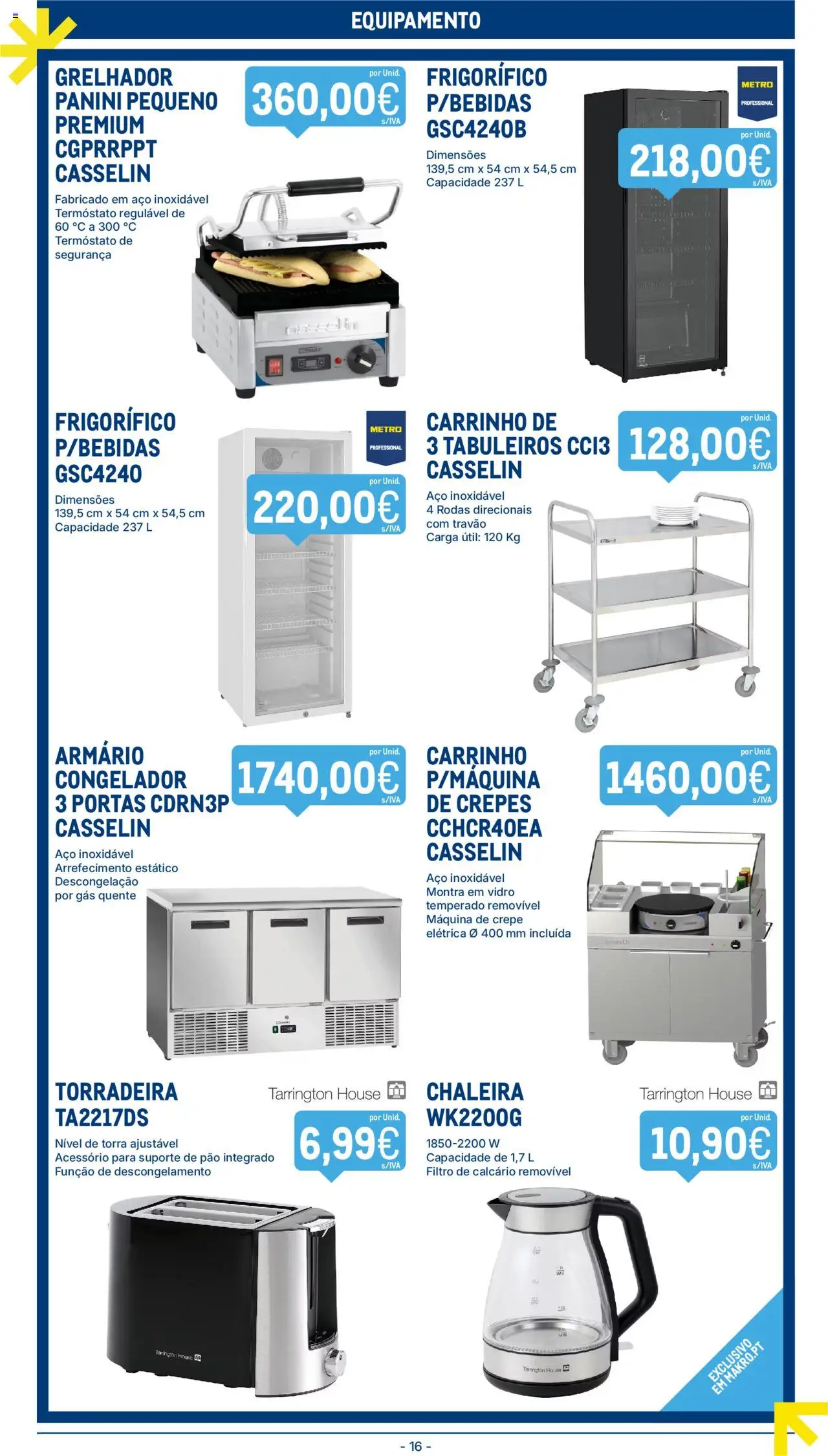 Makro folheto │ válido de 21.10.2025 | Página: 16 | Produtos: Frigorífico, Congelador, Chaleira, Torradeira
