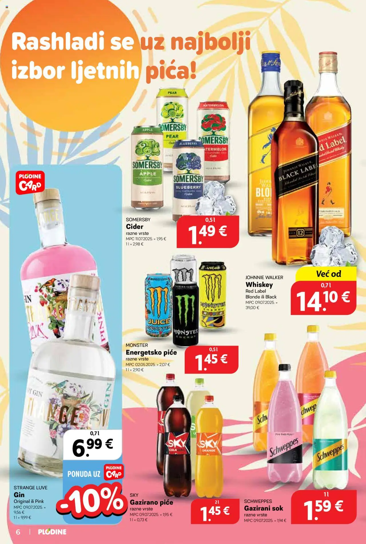 Plodine katalog | vrijedi od 06.08.2025 | Stranica: 6 | Proizvodi: Red Label, Johnnie Walker, Mango, Somersby