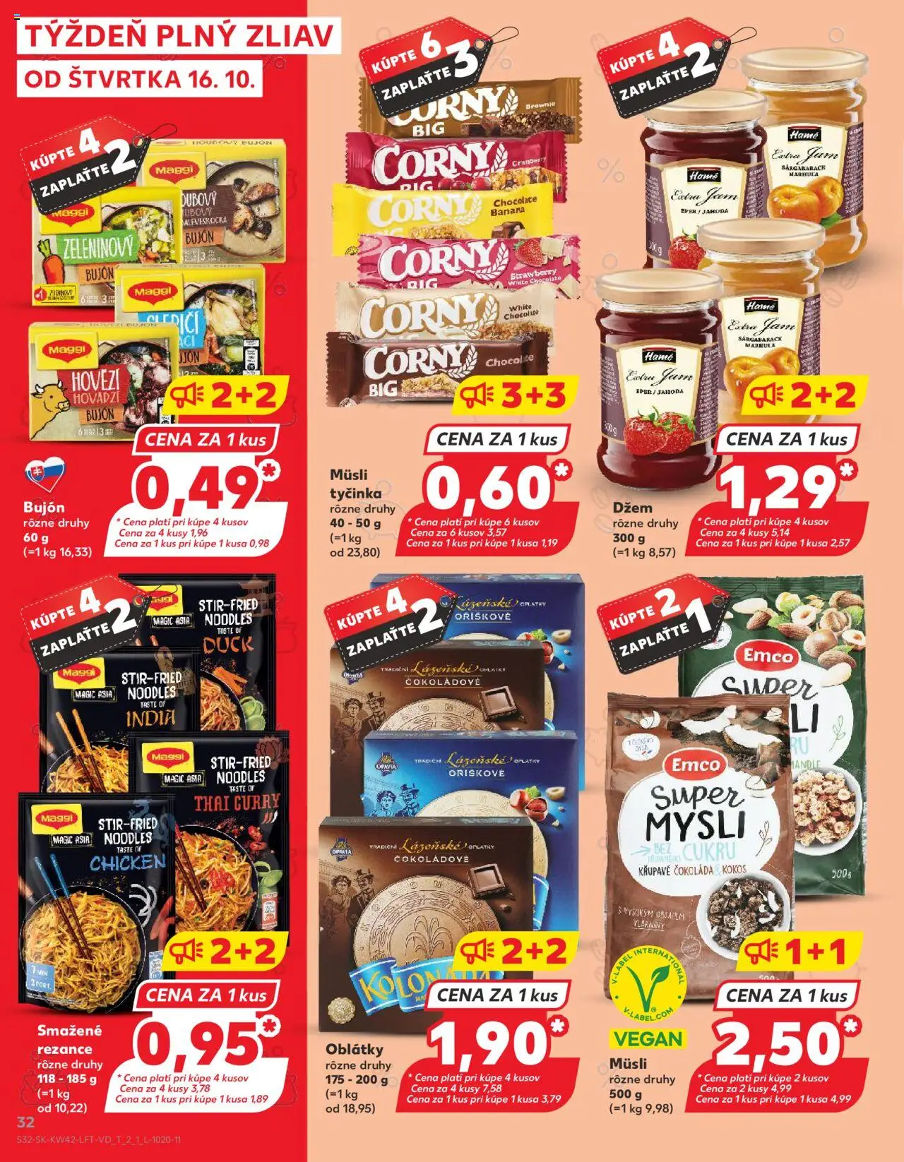 Nové Kaufland akcie – leták je platný od 16.10.2025 | Strana: 32 | Produkty: Bujón, Čokoláda, Rezance