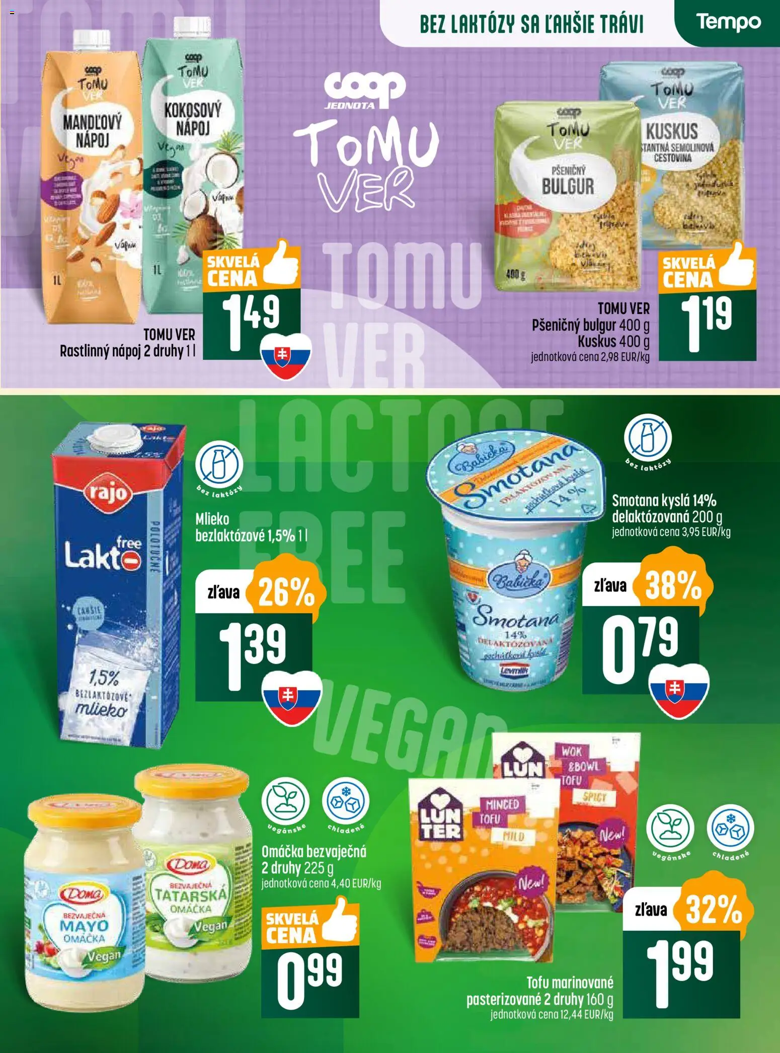 Nové COOP Jednota akcie – leták je platný od 06.11.2025 | Strana: 13 | Produkty: Mlieko, Smotana, Tofu, Omáčka