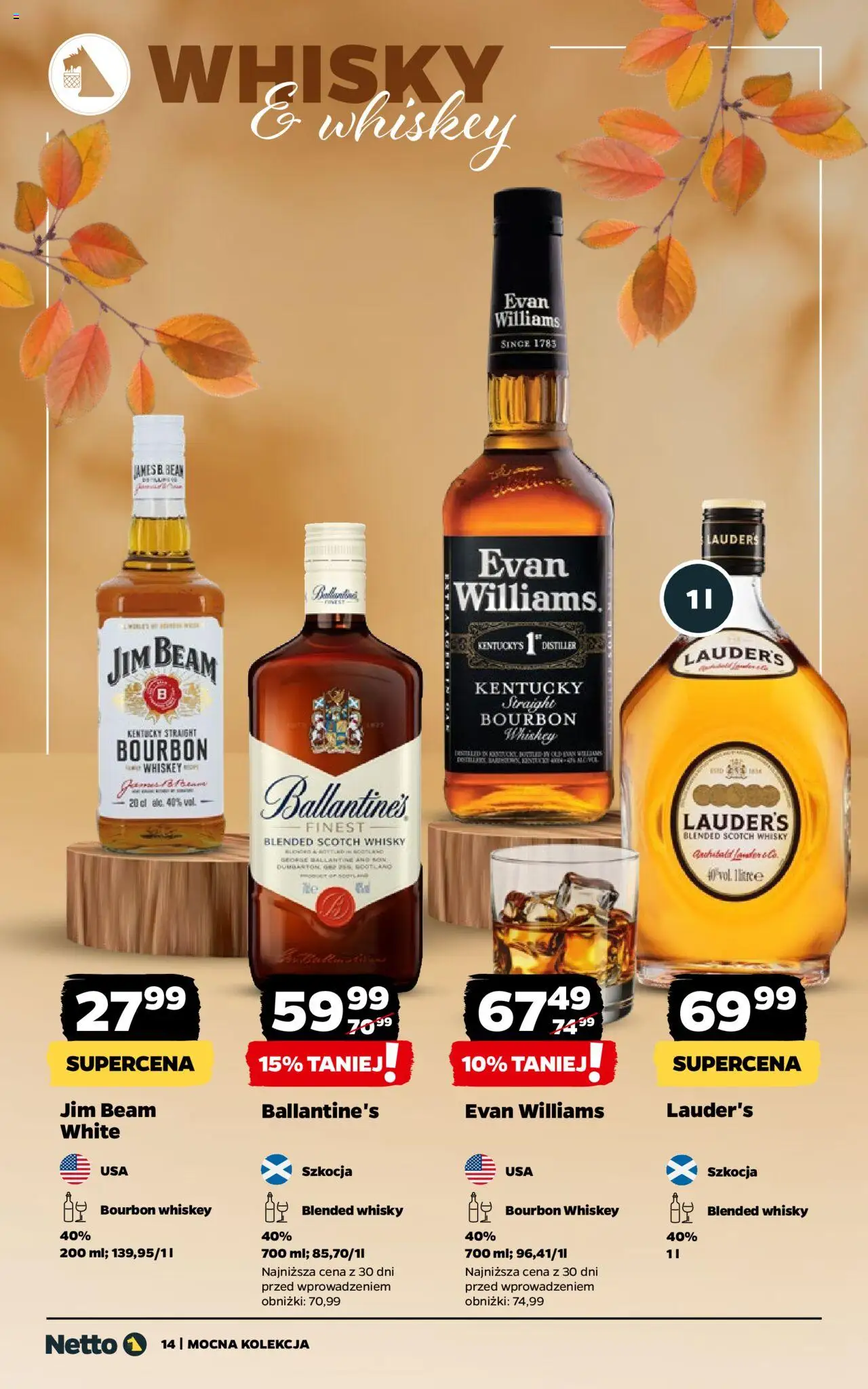 Netto gazetka - Alkohole mocne od 29.09.2025 | Strona: 14 | Produkty: Bourbon, Jim Beam, Whisky