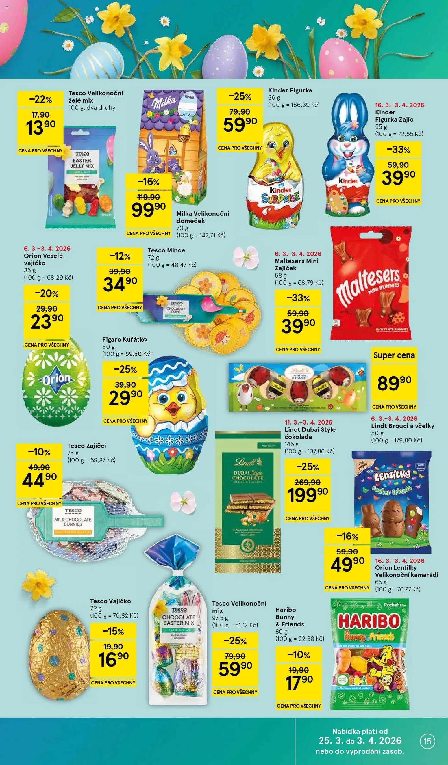 Tesco leták - Hypermarket od 25.03.2026 | Strana: 15 | Produkty: Milka, Haribo, Kinder, Milk chocolate