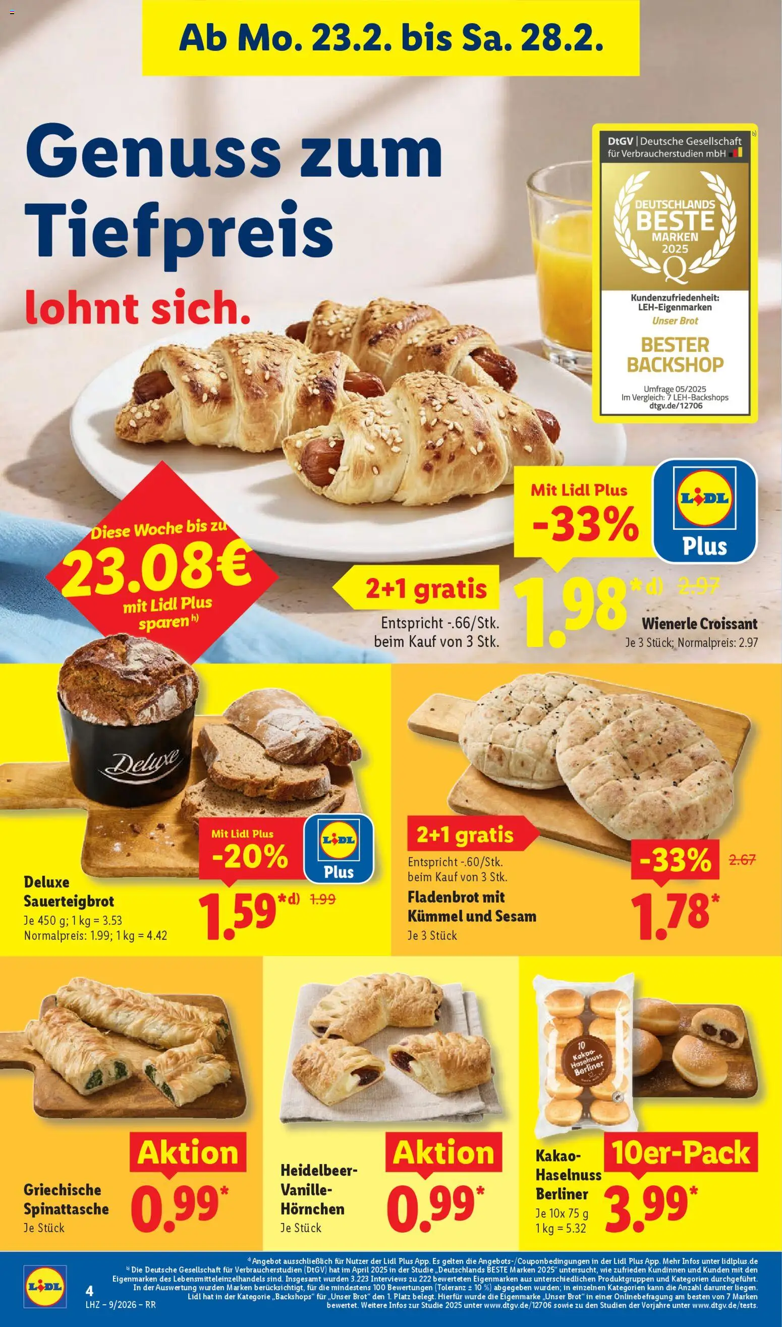 Lidl Prospekt Bestwig – gültig ab 23.02.2026 | Seite: 10 | Produkte: Berliner, Croissant, Brot