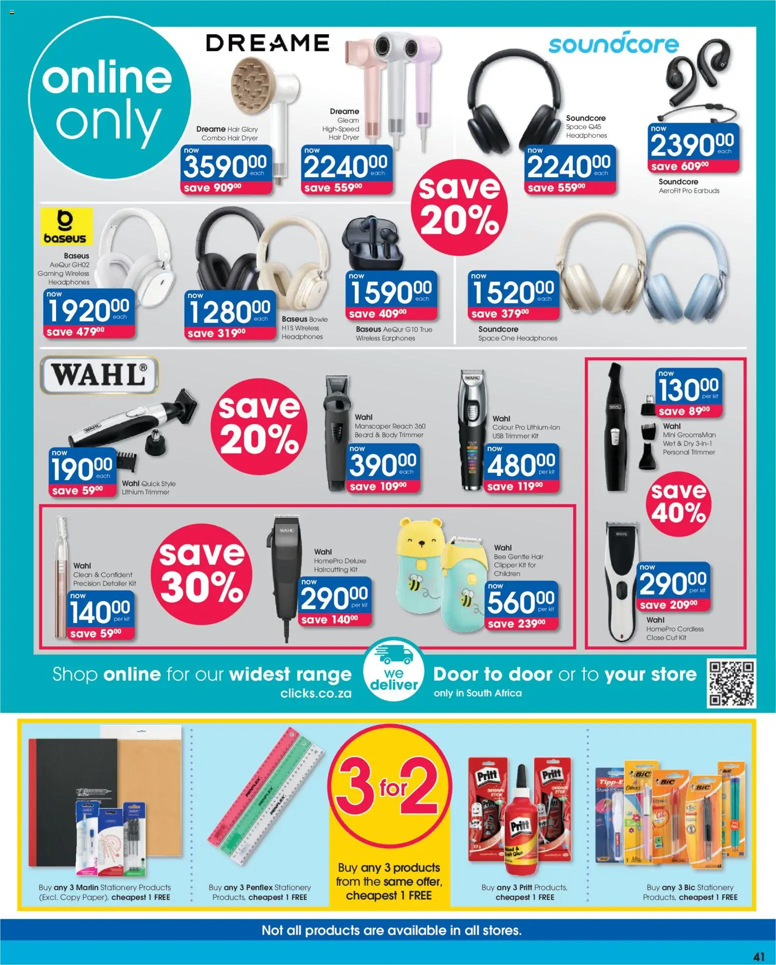 New Clicks catalogue – valid from 25.02.2026 | Page: 41 | Products: Headphones, USB, Dryer, Hair dryer