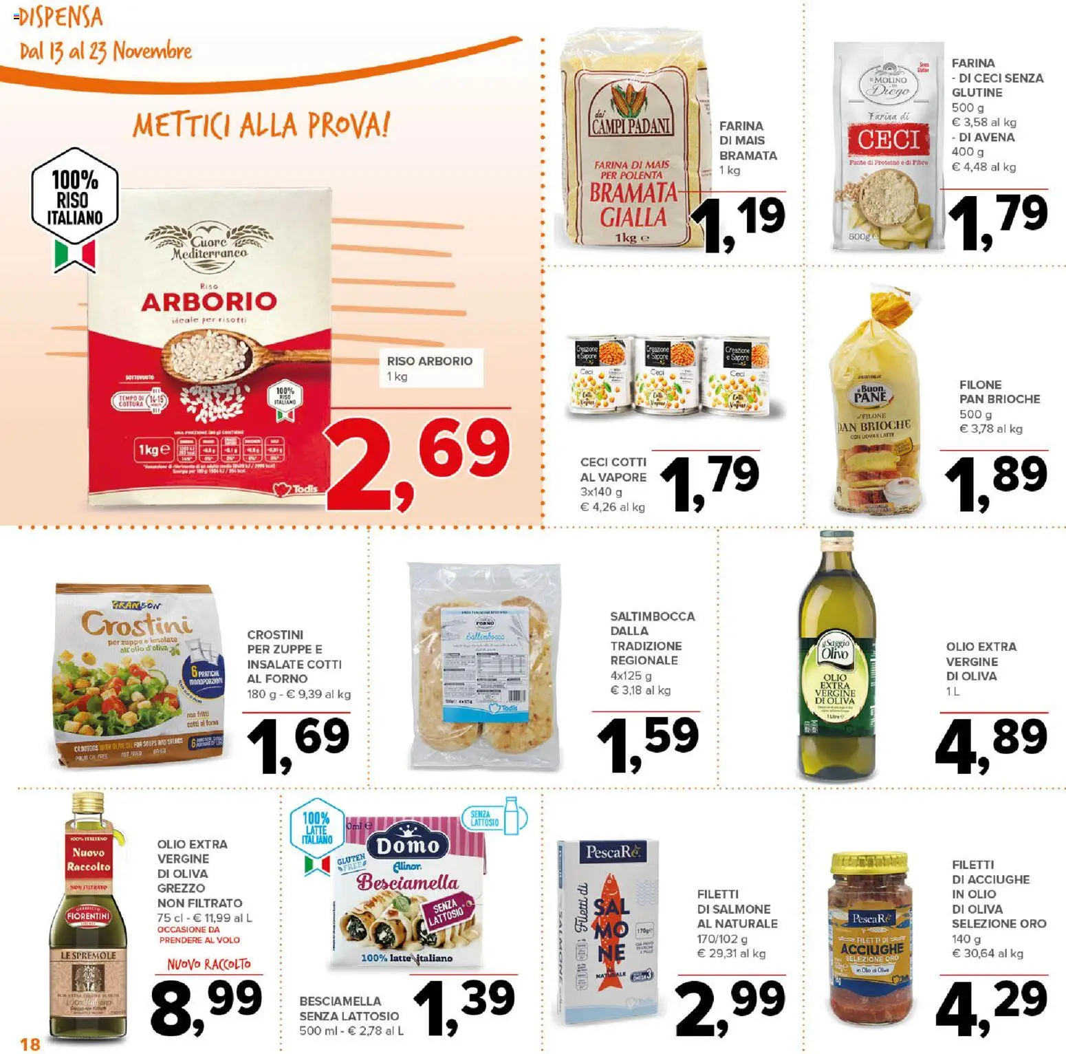 Volantino Todis del 13.11.2025 | Pagina: 18 | Prodotti: Riso, Latte, Crostini, Besciamella