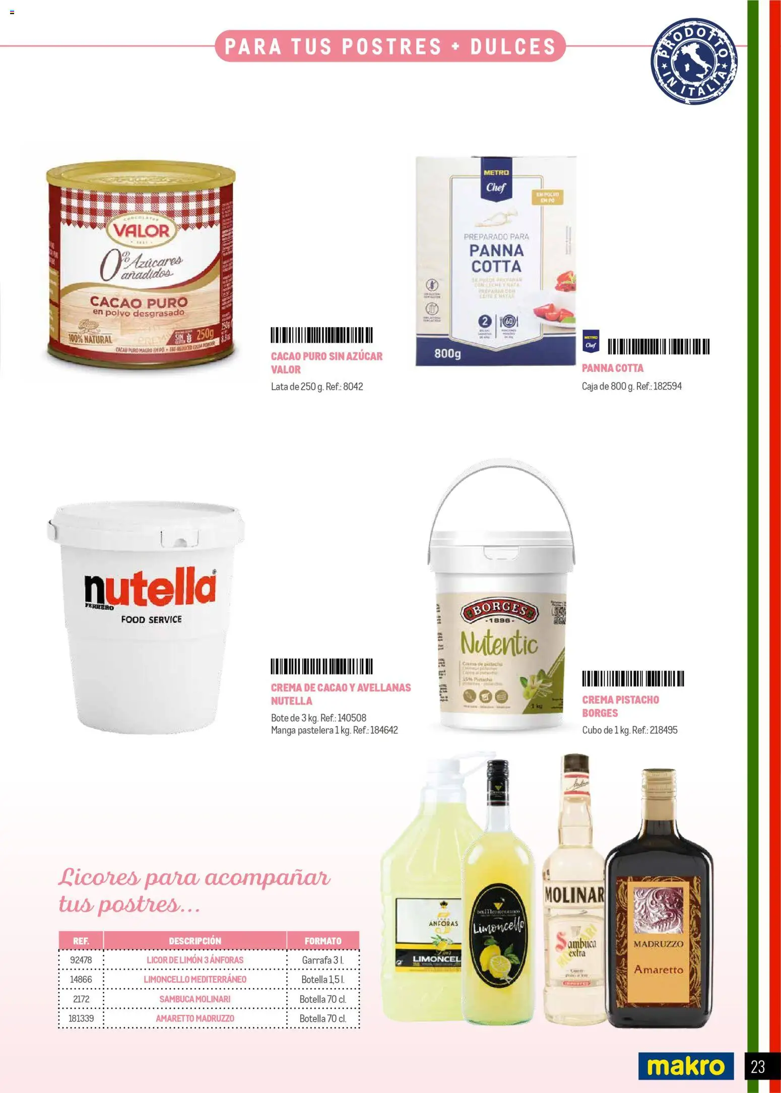 Makro Restaurantes italianos Centro │ válido desde el 27.03.2026 | Página: 23 | Productos: Polvo, Licor, Leche, Caja