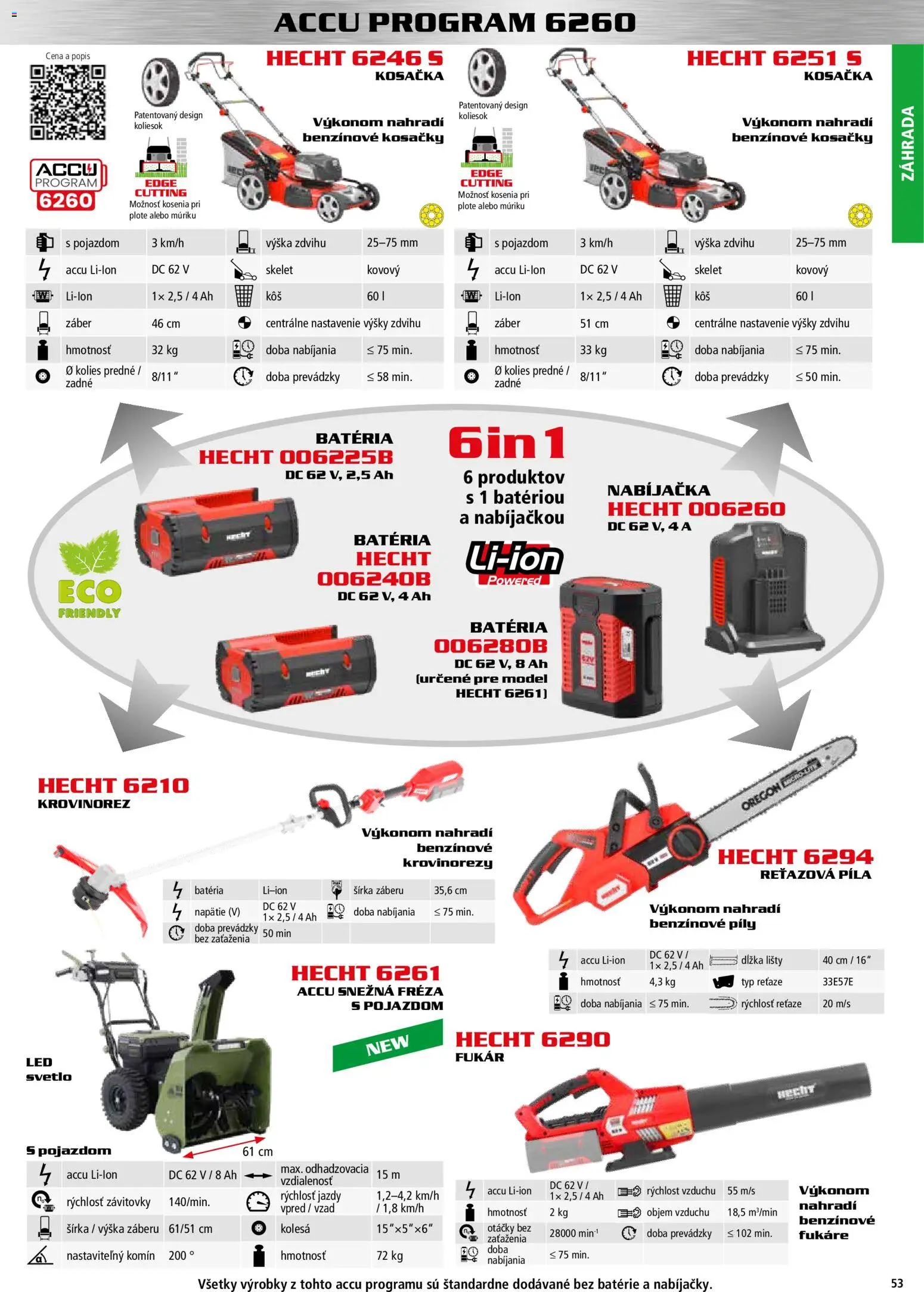Nové Hecht akcie – leták je platný od 30.10.2025 | Strana: 53 | Produkty: Krovinorez, Reťazová píla, Kosačka, Svetlo