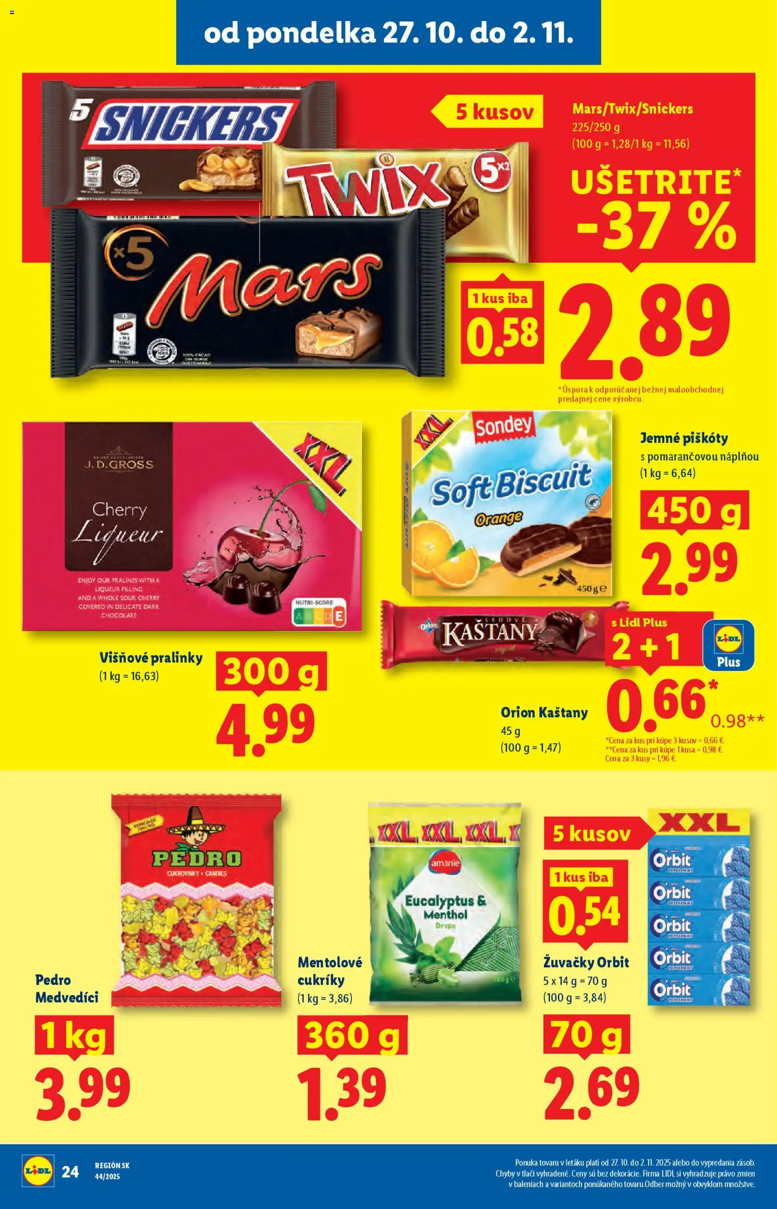 Nové Lidl akcie – leták je platný od 27.10.2025 | Strana: 28 | Produkty: Cukríky