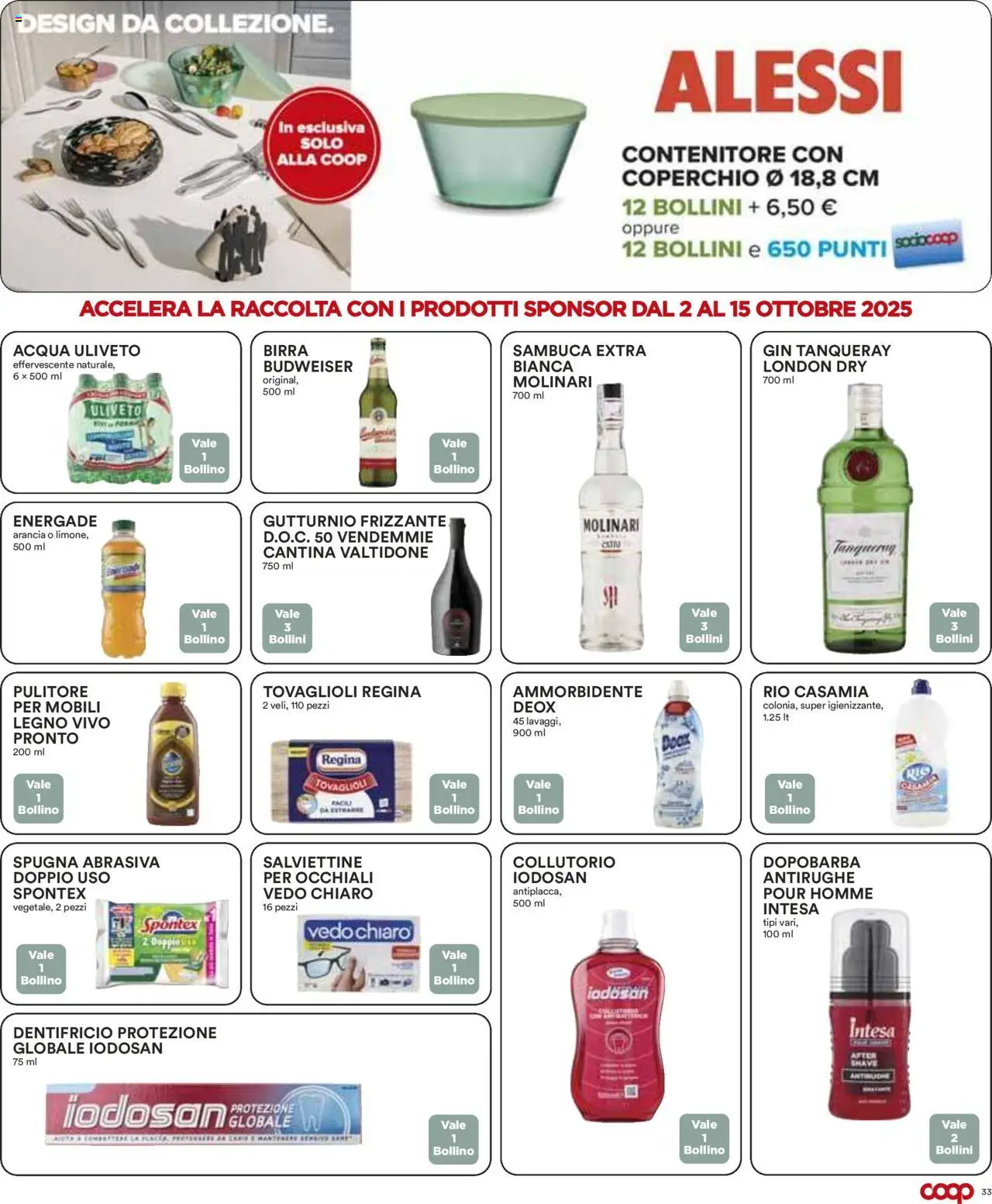 Volantino COOP del 02.10.2025 | Pagina: 33 | Prodotti: Birra, Ammorbidente, Acqua, Contenitore